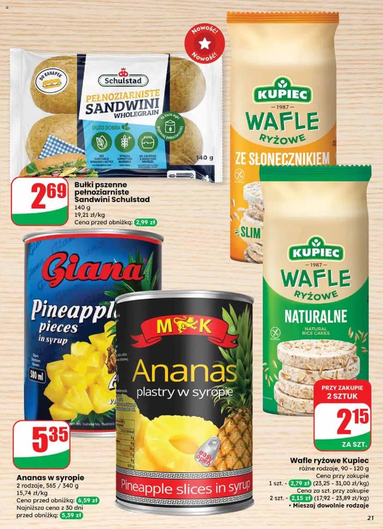 Dino Gazetka od 24.09.2025 | Strona: 21 | Produkty: Wafle, Zakwas, Wafle ryżowe, Ananas