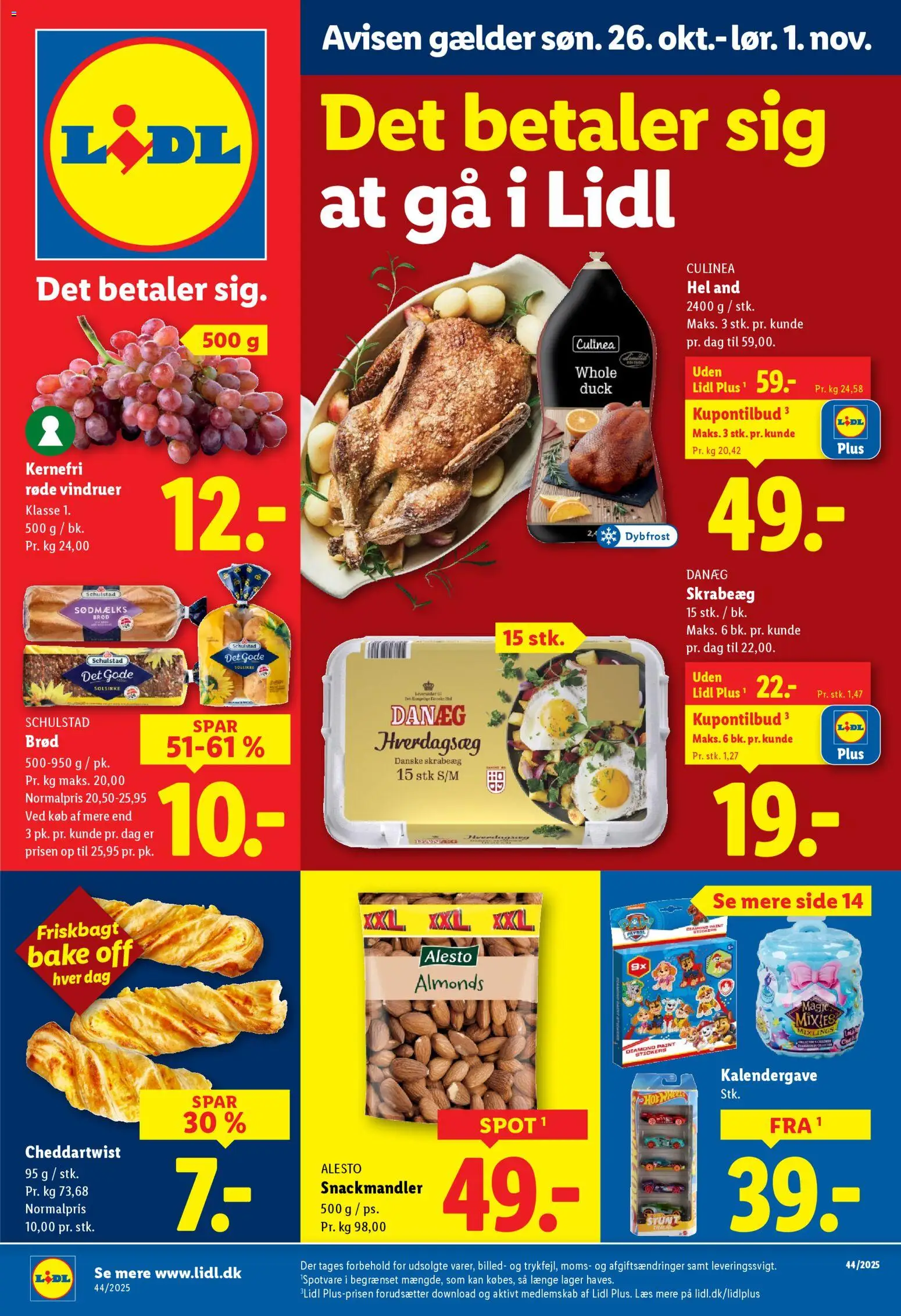 Lidl tilbudsavis – gyldig fra 26.10.2025 | Side: 1 | Produkter: Brød, Vindruer, Søm