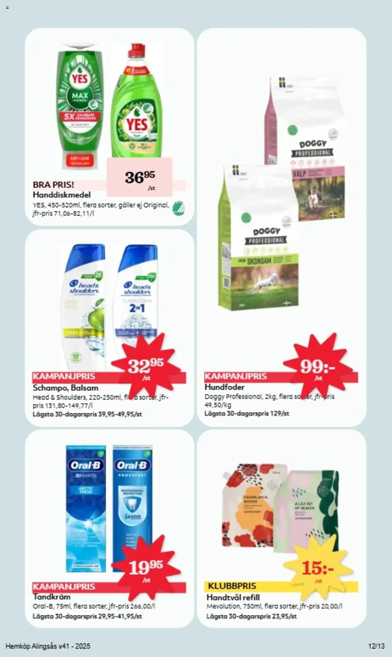 Hemköp reklamblad aktuell från 06.10.2025 | Sida: 12 | Produkter: Balsam, Tandkräm, Handdiskmedel, Handtvål