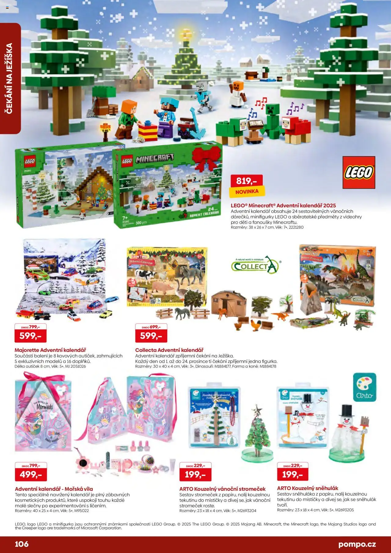 POMPO katalog Vánoce 2025 od 16.10.2025 | Strana: 106 | Produkty: LEGO, Adventní kalendář, Dinosauři, Kalendář