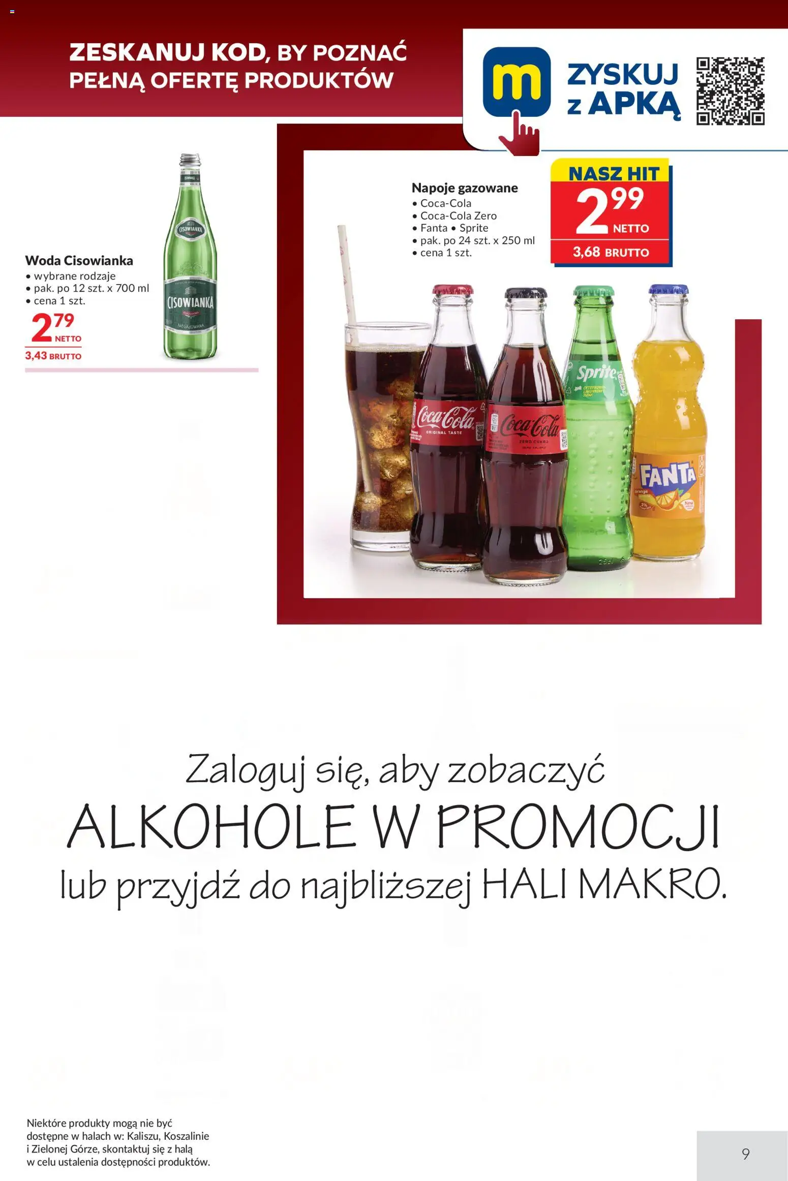 Makro gazetka - Oferta dla gastronomii od 14.04.2026 | Strona: 9 | Produkty: Napoje, Sprite, Coca cola, Woda