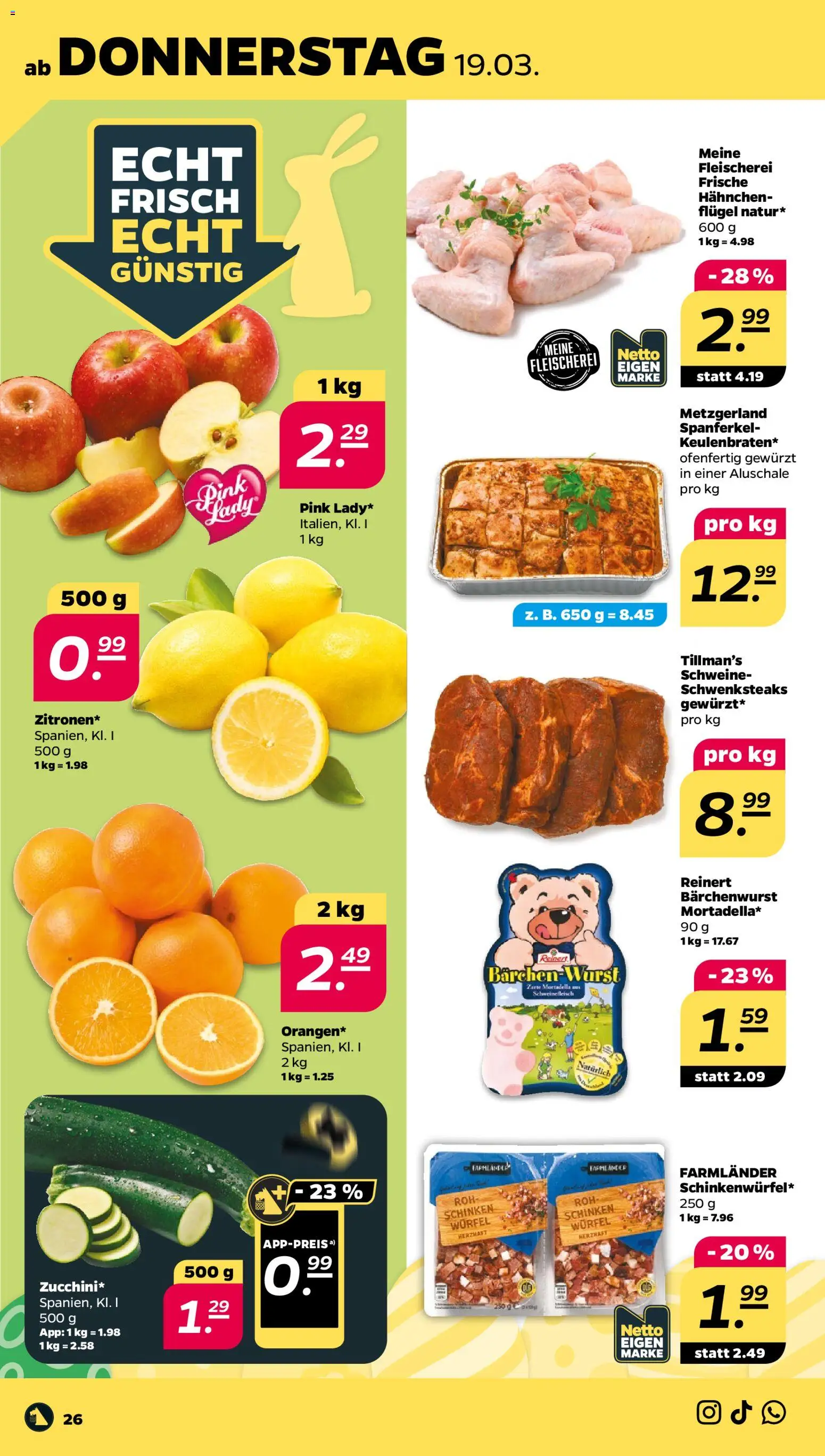 Netto Prospekt 	 – gültig ab 16.03.2026 | Seite: 32 | Produkte: Hahnchen, Schinken, Schweinefleisch