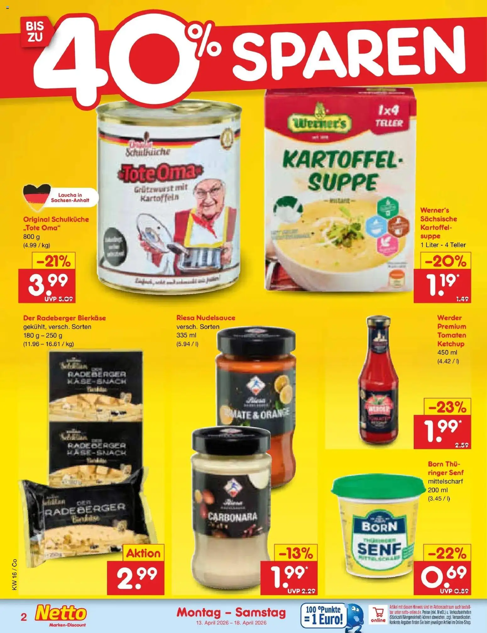 Netto Marken-Discount Prospekt Bitterfeld-Wolfen	 – gültig ab 13.04.2026 | Seite: 32 | Produkte: Tomaten, Kartoffeln, Ketchup