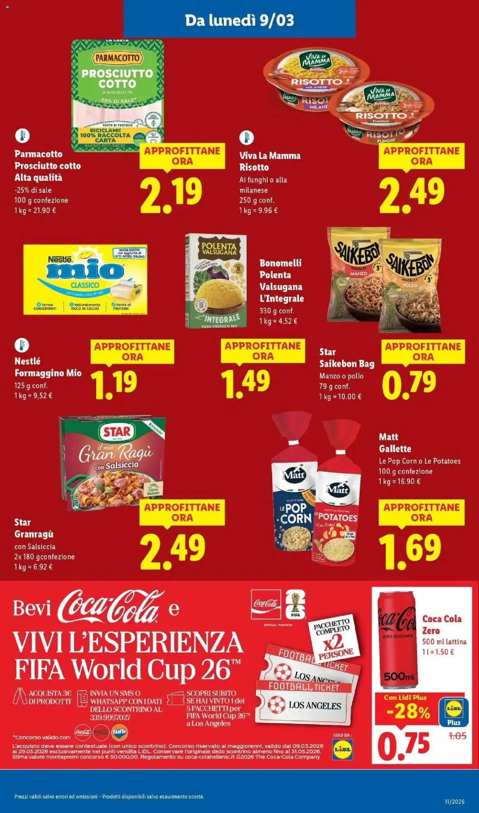 Volantino Lidl del 09.03.2026 | Pagina: 7 | Prodotti: Prosciutto Cotto, Salsiccia, Farina, Mais