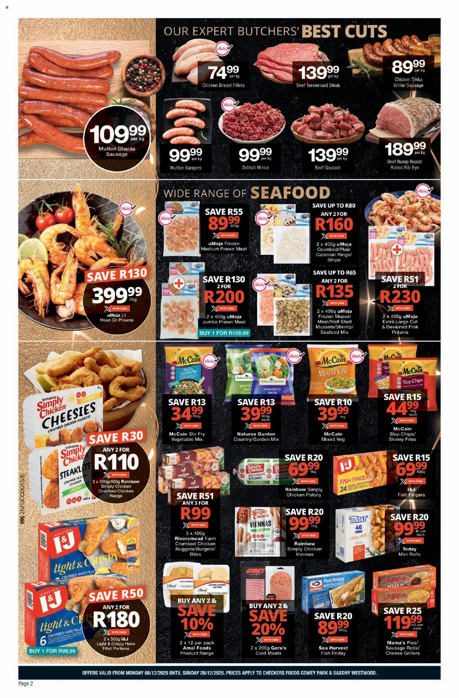 New Checkers catalogue – valid from 08.12.2025 | Page: 2 | Products: Light, Chicken, Chips, Sausage