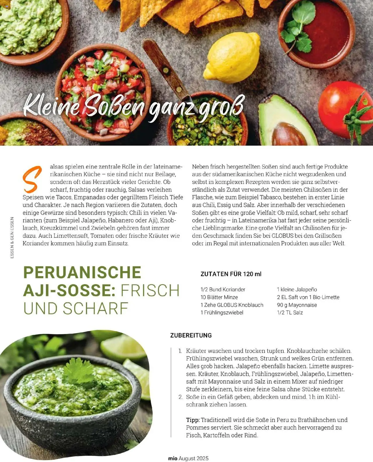 Globus - mio August 2025 - gültig ab dem 01.08.2025 | Seite: 20 | Produkte: Frühlingszwiebel, Limetten, Zwiebeln, Fleisch