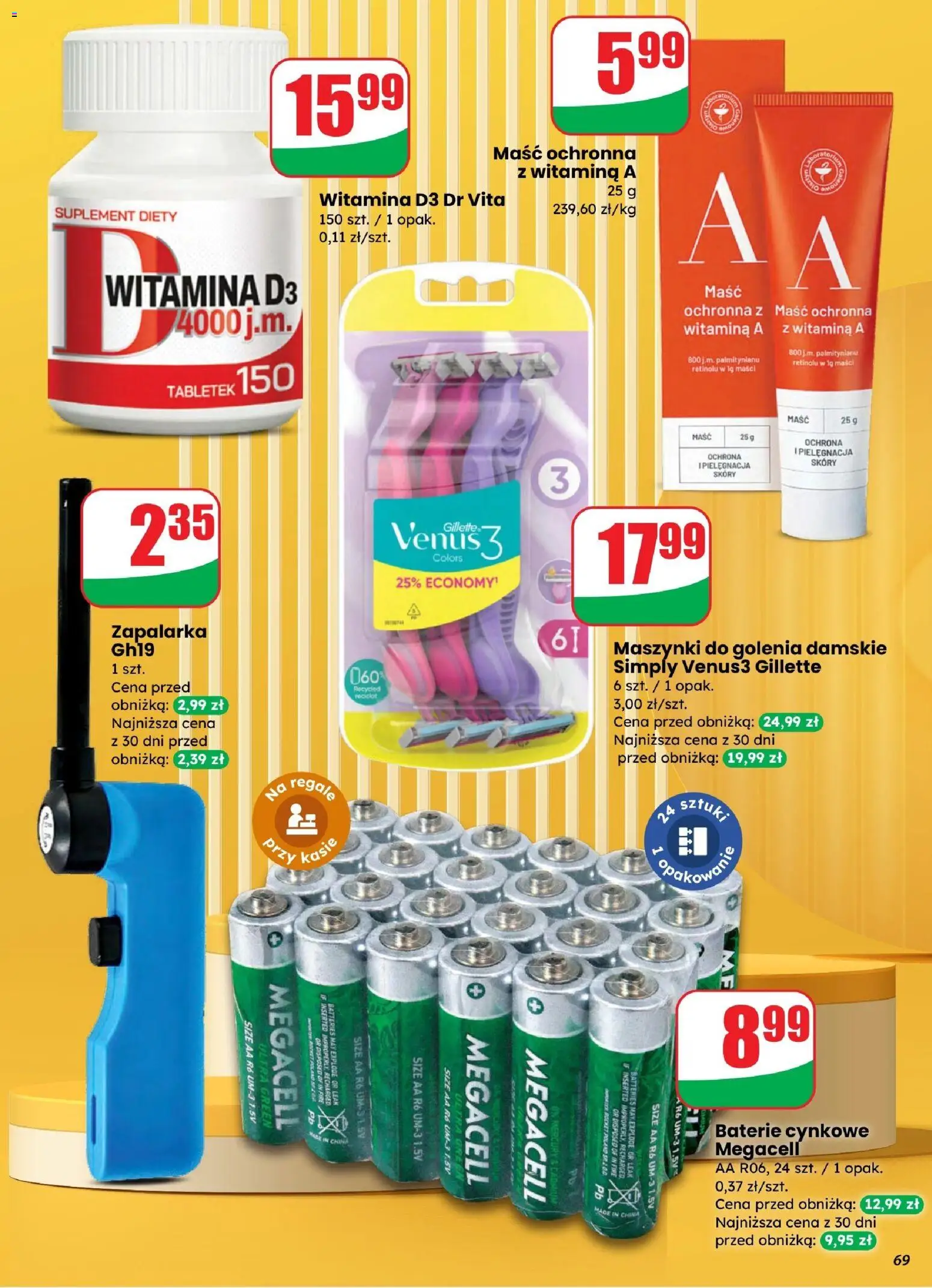 Dino gazetka od 25.03.2026 | Strona: 69 | Produkty: Gillette, Baterie, Maszynki do golenia