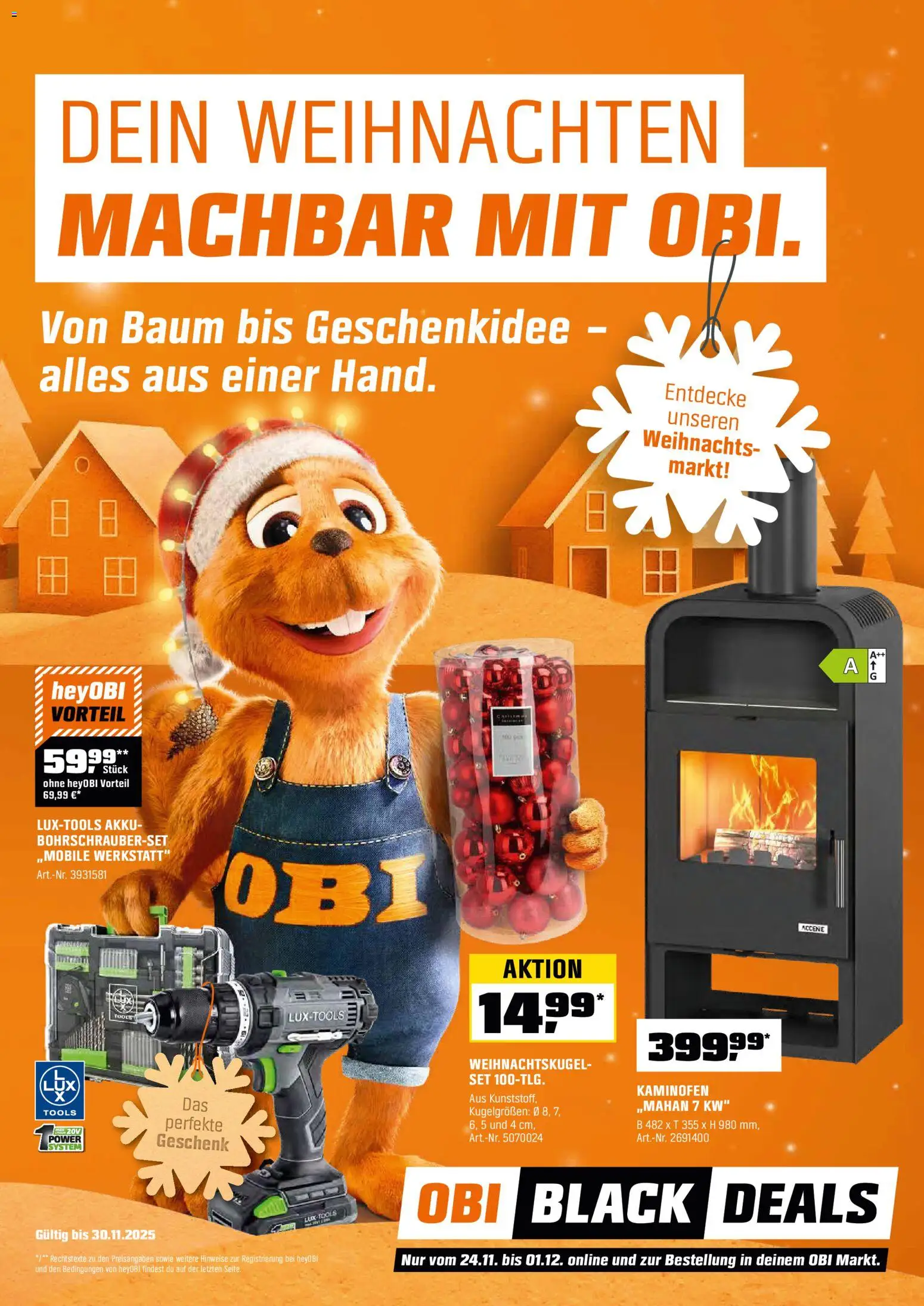 Obi Prospekt 	 – gültig ab 14.11.2025 | Seite: 1 | Produkte: Kaminofen