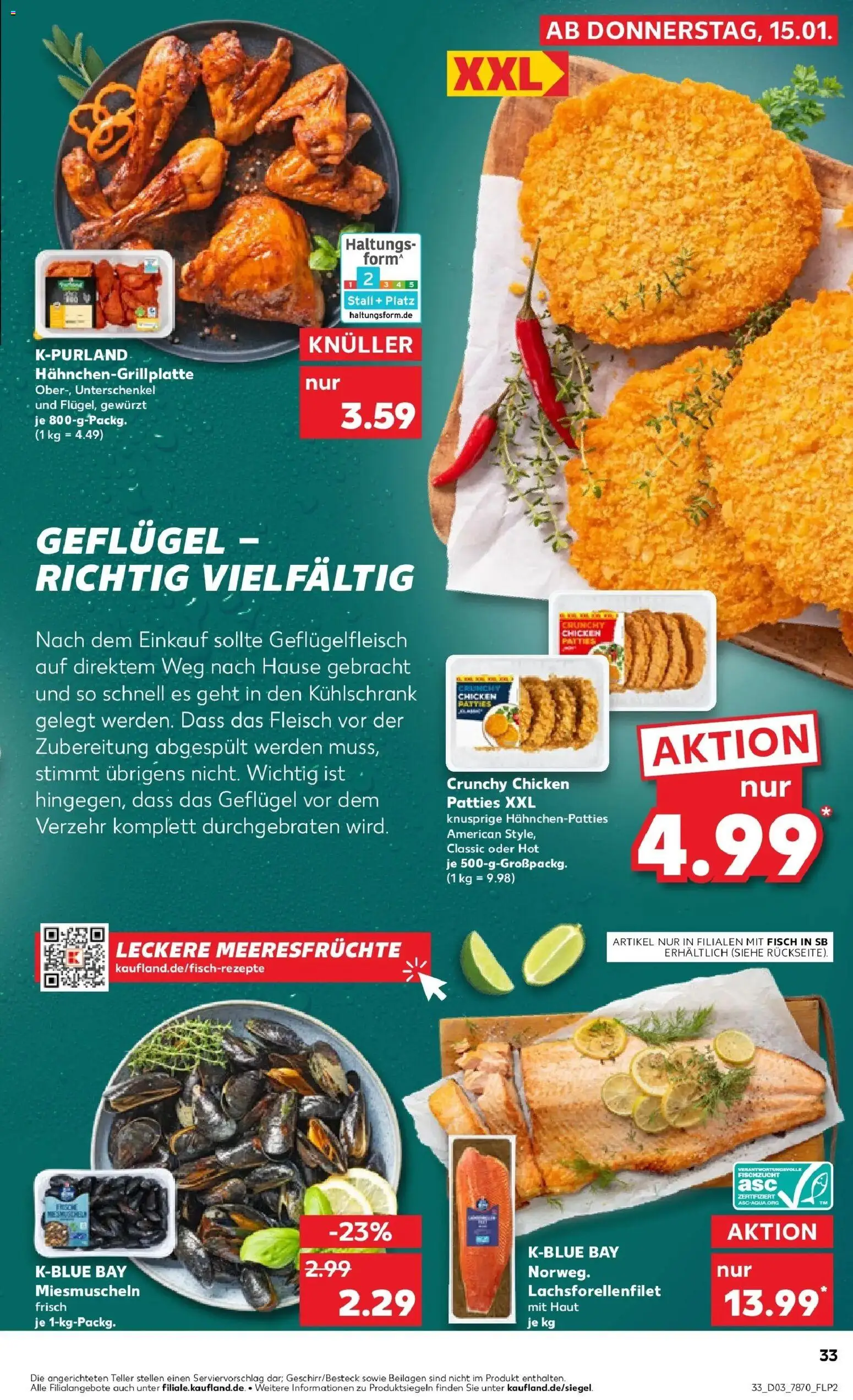 Kaufland prospekt Nürtingen	 – gültig ab 19.01.2026 | Seite: 33 | Produkte: Kühlschrank, Fisch, Meeresfrüchte, Fleisch