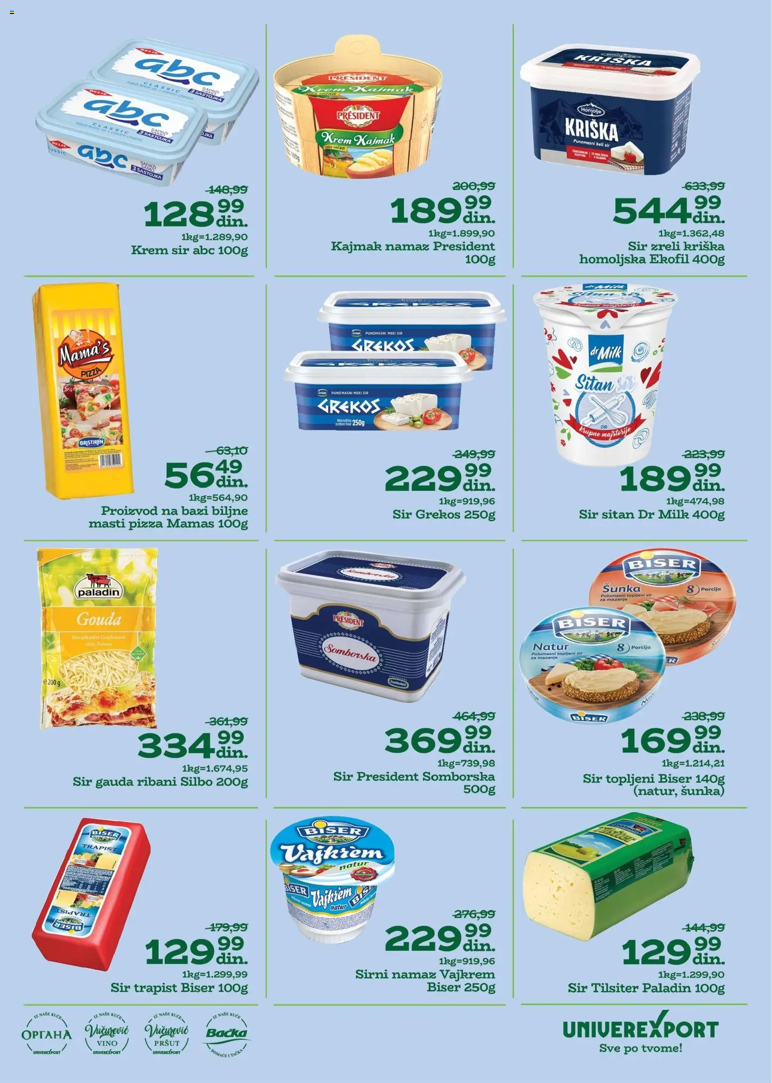 Univerexport katalog - važi od 22.12.2025 | Strana: 9 | Proizvode: Krem sir, Sir, Vino, Topljeni sir