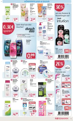 Rossmann Aktueller Prospekt - gültig ab dem 30.06.2025 | Seite: 9 | Produkte: Rasierer, Duschgel, Deo Roll-On, Deospray