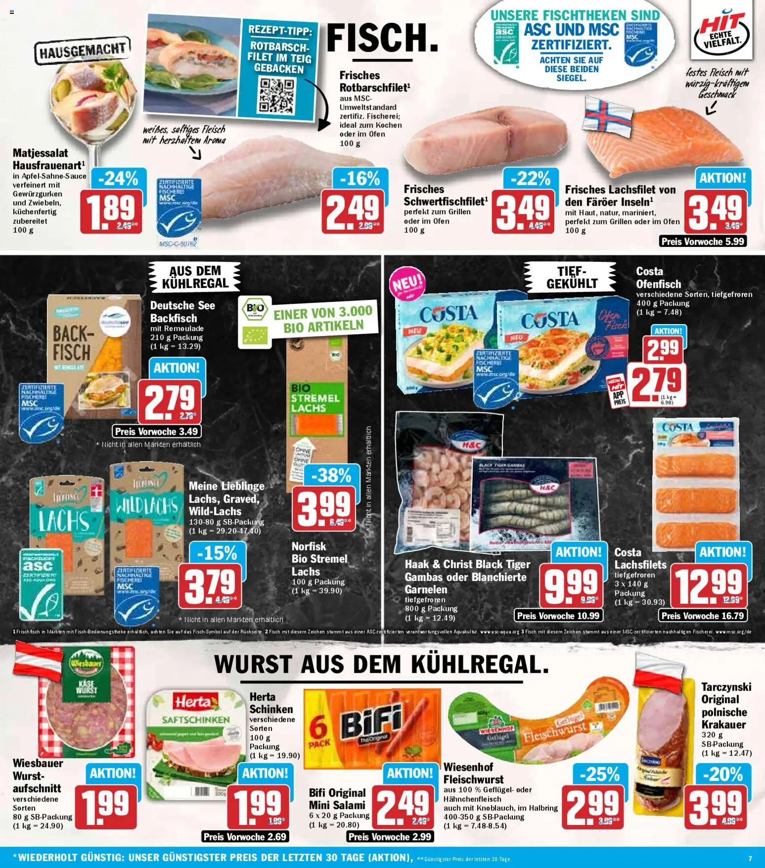 HIT Prospekt 	 – gültig ab 03.11.2025 | Seite: 7 | Produkte: Bifi, Lachs, Salami, Schinken