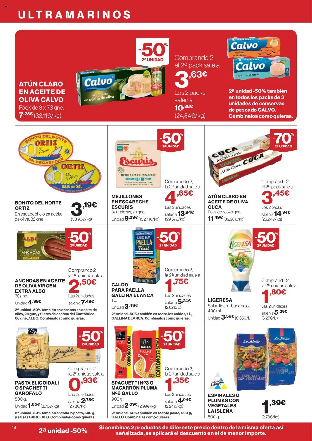 Supercor Canarias │ válido desde el 14.08.2025 | Página: 14 | Productos: Pescado, Pasta, Aceite de oliva virgen extra, Anchoa
