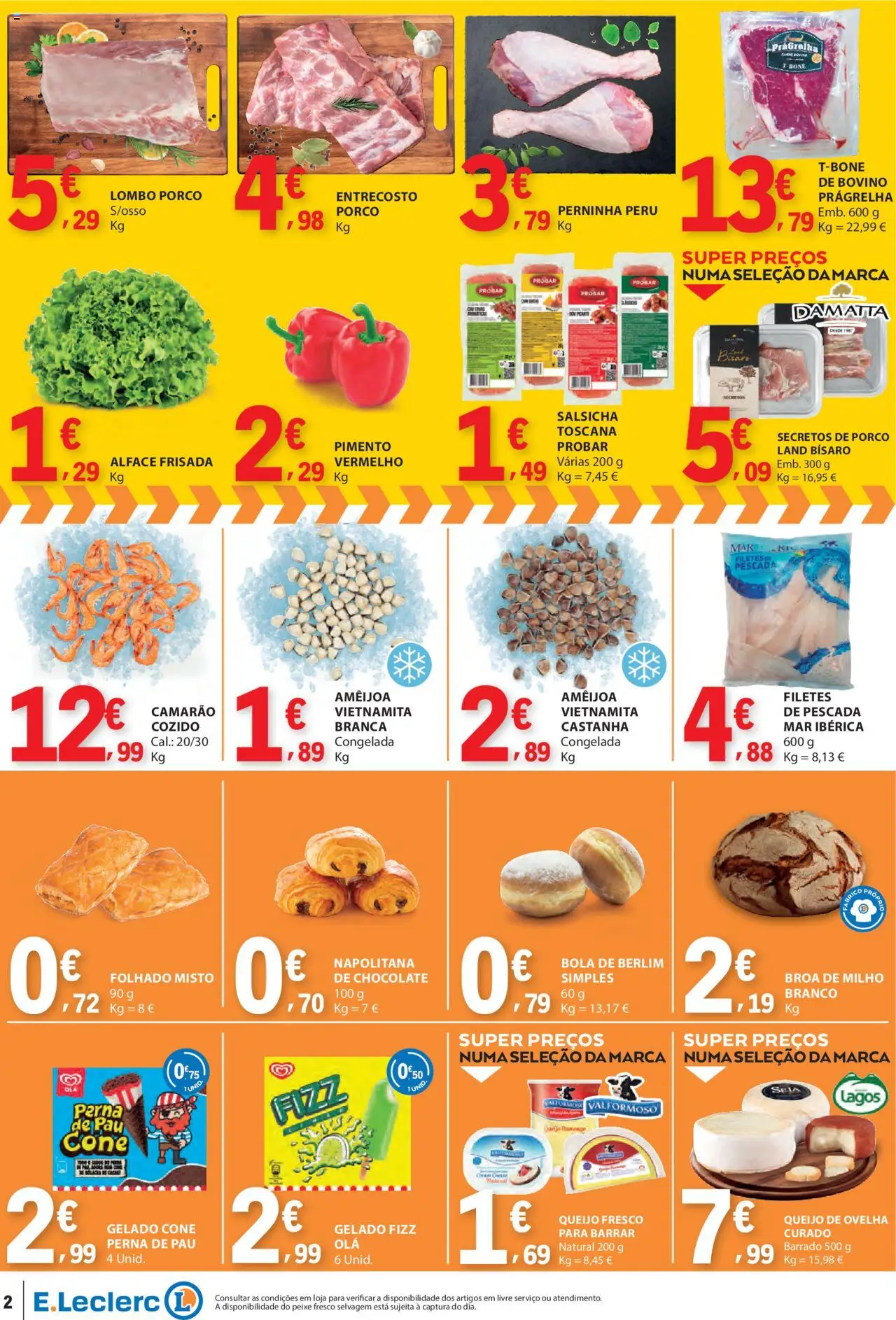 E.Leclerc Catálogo Fim de Semana │ válido de 08.08.2025 | Página: 2 | Produtos: Peru, Pescada, Gelado, Peixe
