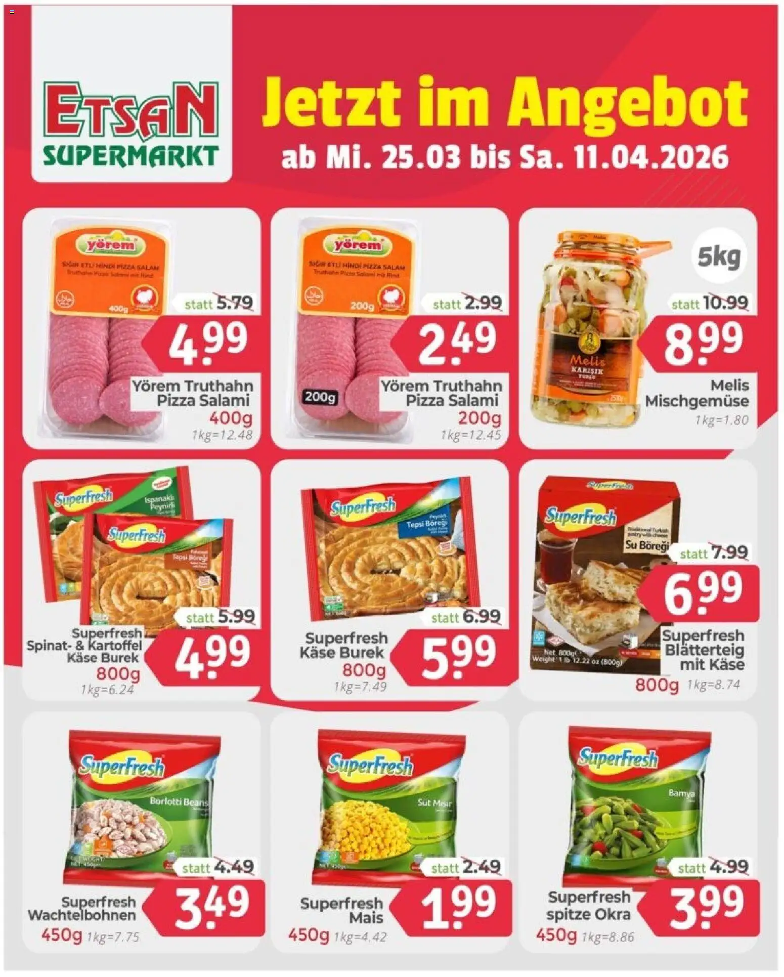 ETSAN Flugblatt gültig ab 09.04.2026 | Seite: 6 | Produkte: Käse, Salami, Pizza