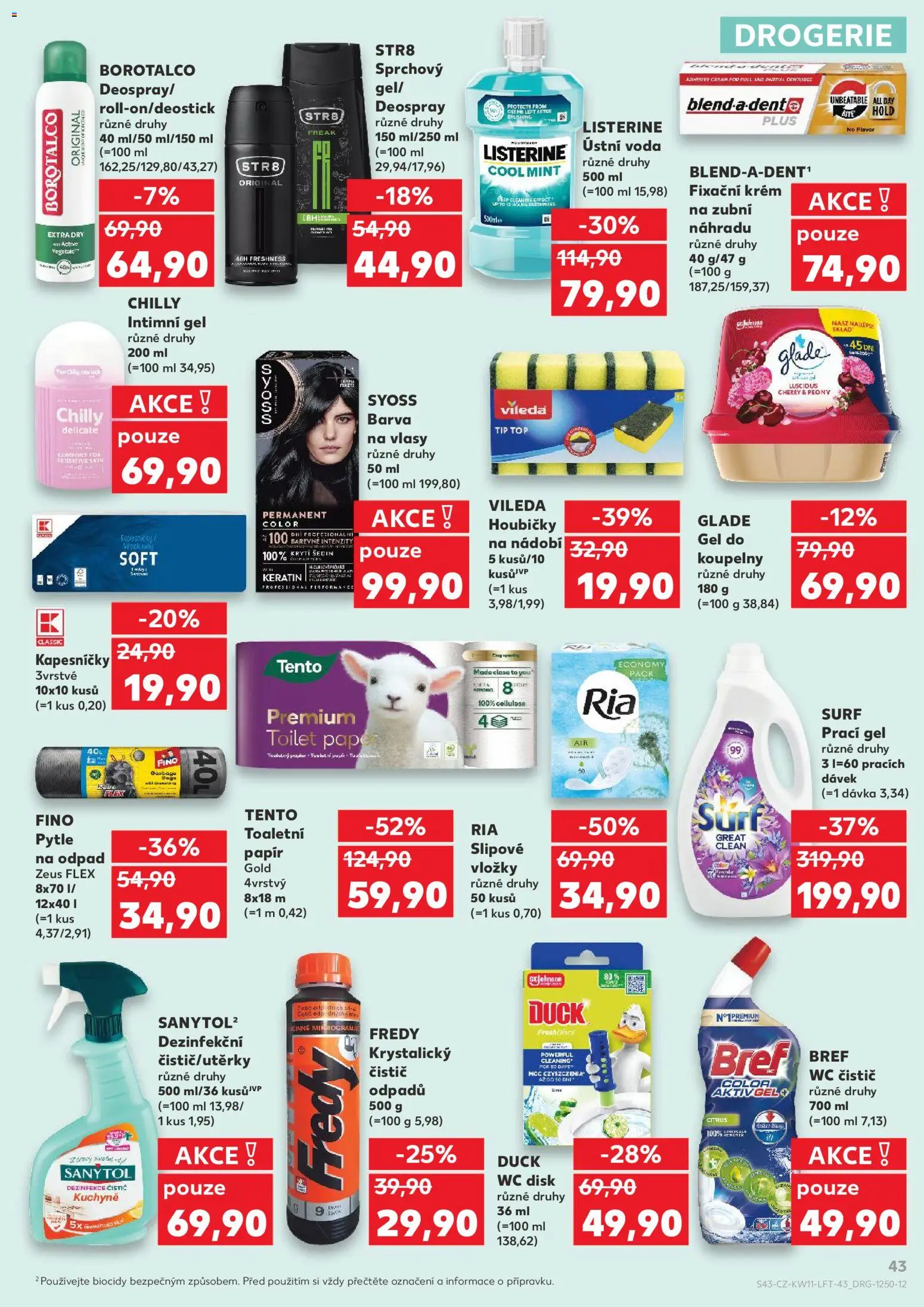 Kaufland leták od 11.03.2026 | Strana: 43 | Produkty: Ústní voda, Vložky, Pytle na odpad, Drogerie