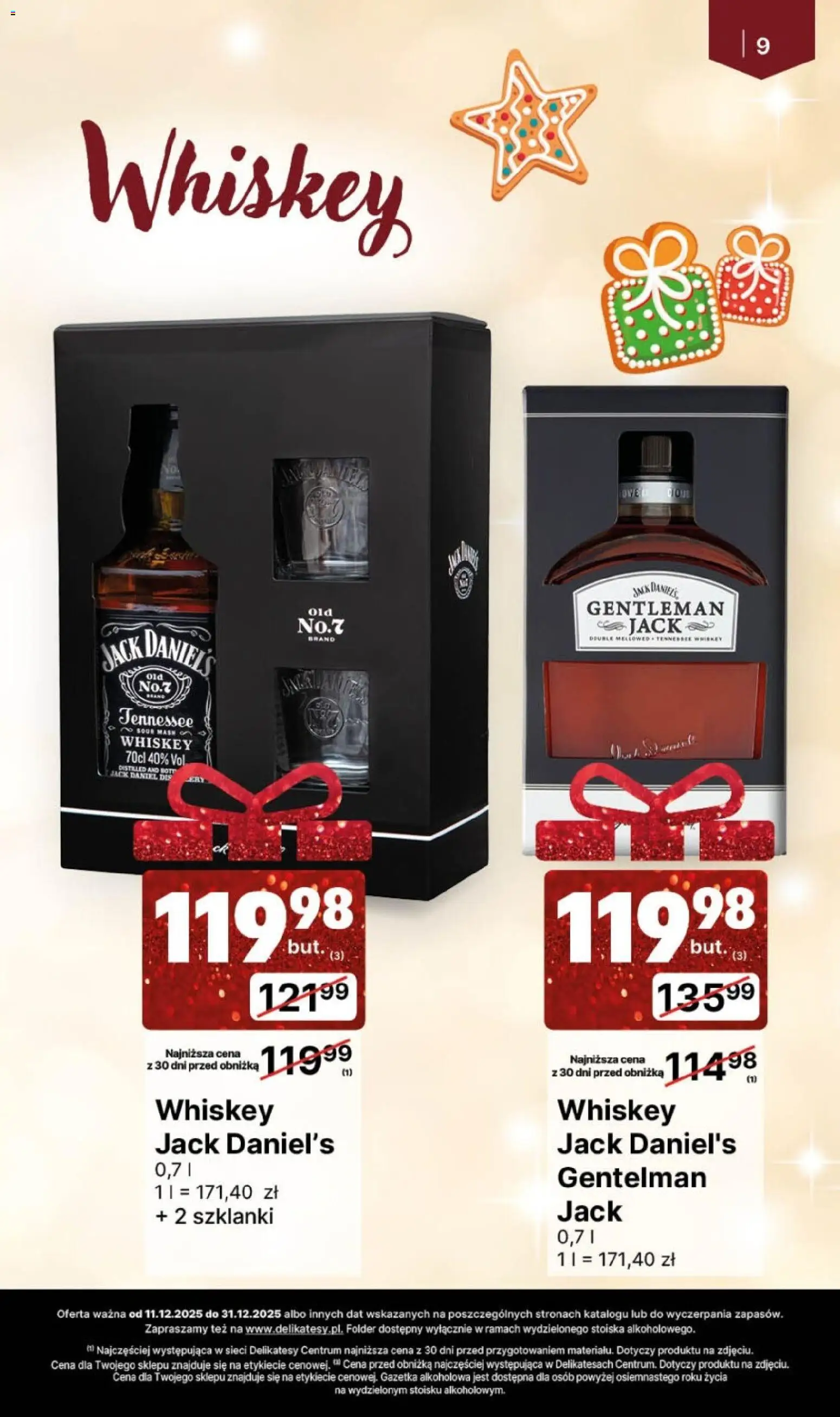 Delikatesy Centrum Gazetka alkoholowa od 11.12.2025 | Strona: 9 | Produkty: Gentleman Jack, Gentleman Jack Daniel's, Jack Daniel's, Szklanki