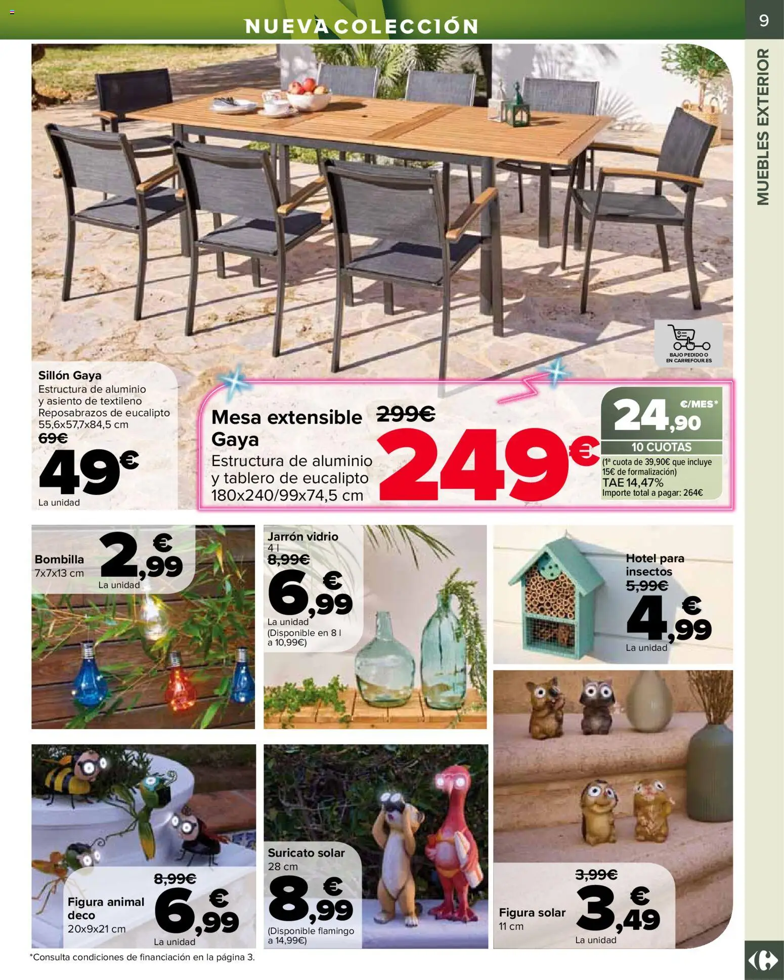 Carrefour Jardin │ válido desde el 13.03.2026 | Página: 9 | Productos: Mesa extensible, Bombilla, Mesa, Jarrón