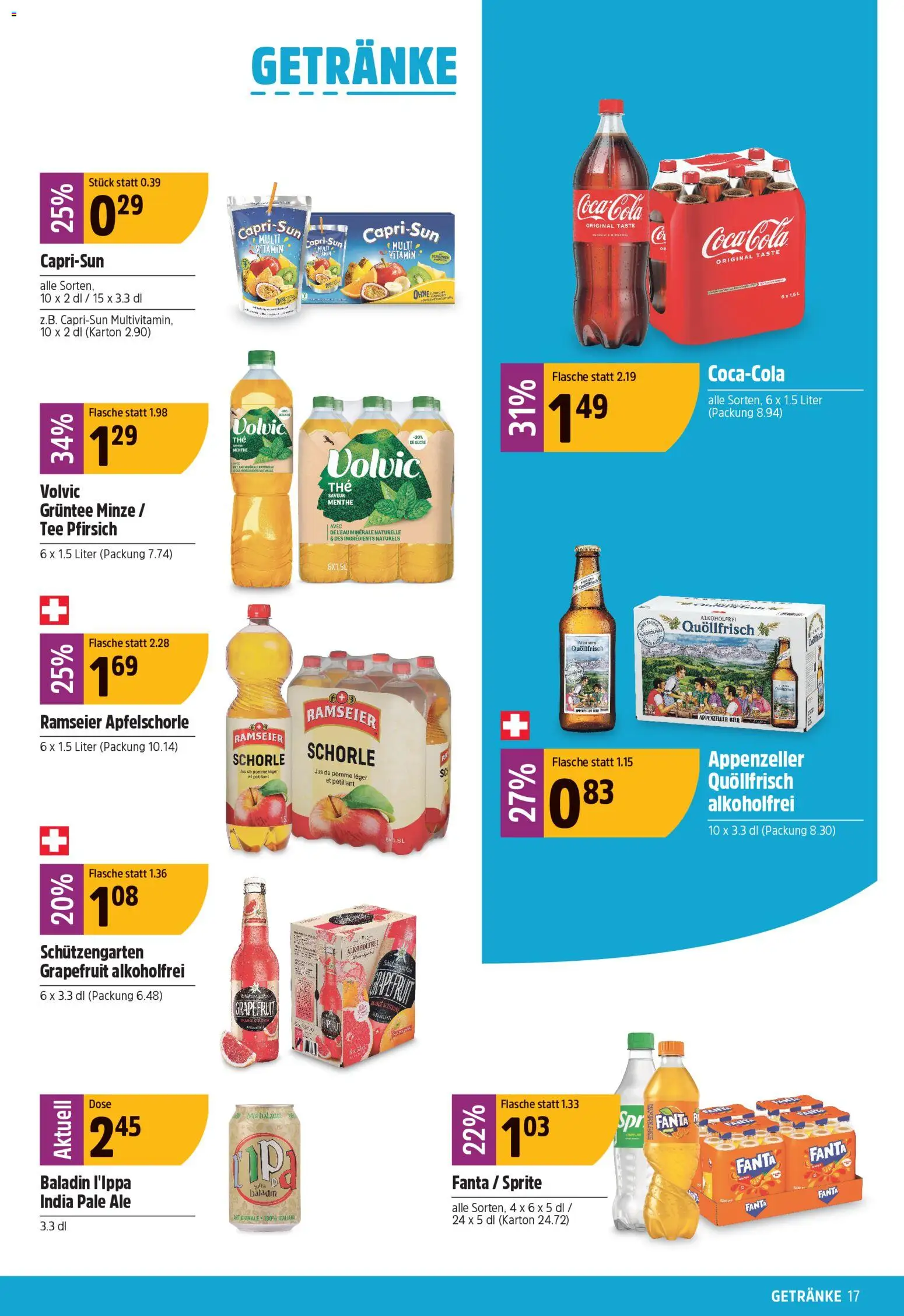 TopCC aktionen – gültig ab 27.04.2026 | Seite: 17 | Produkte: Sprite, Bier, Grapefruit, Pfirsich