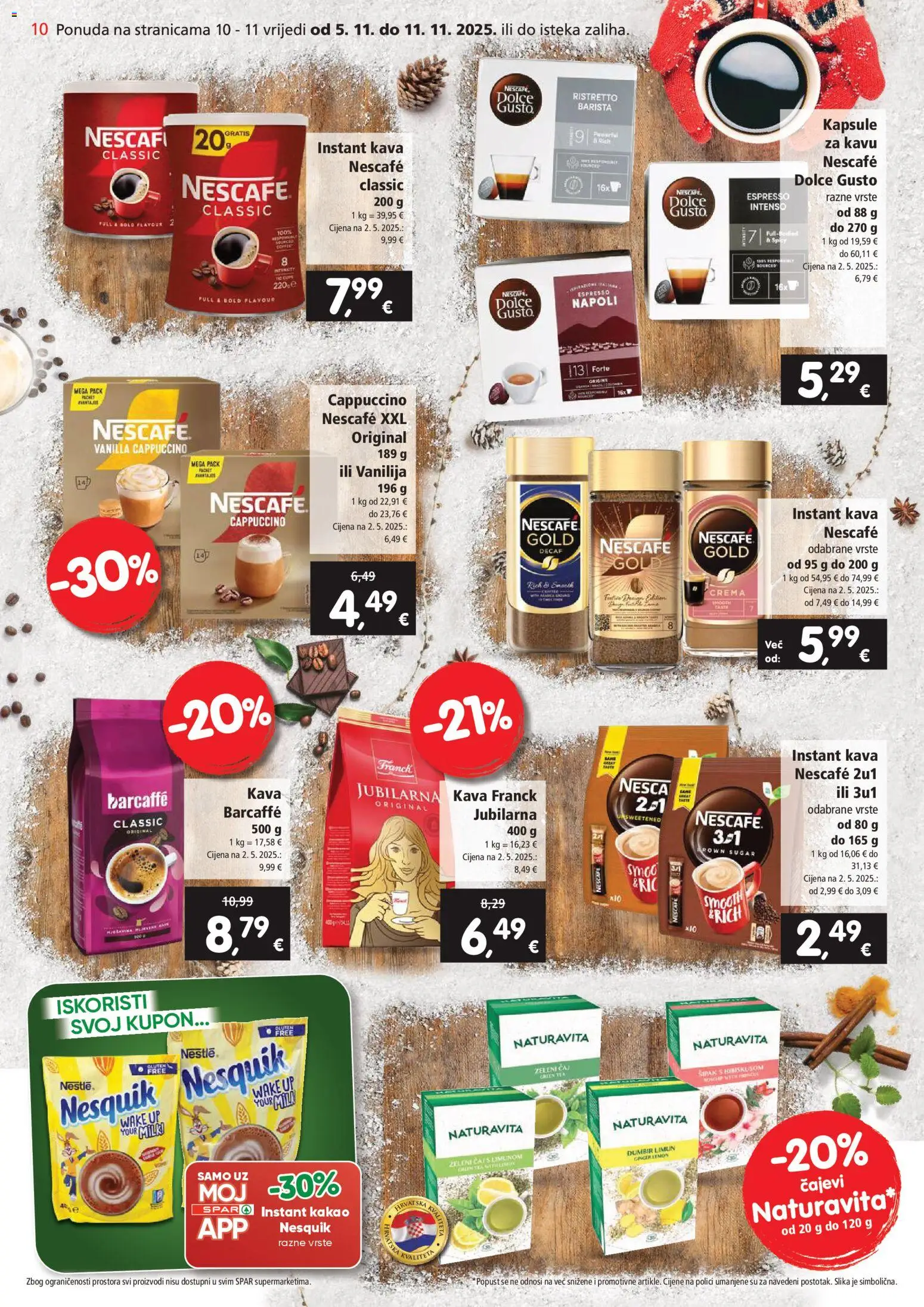 Spar katalog | vrijedi od 05.11.2025 | Stranica: 10 | Proizvodi: Čaj, Nesquik, Nescafe Gold, Đumbir