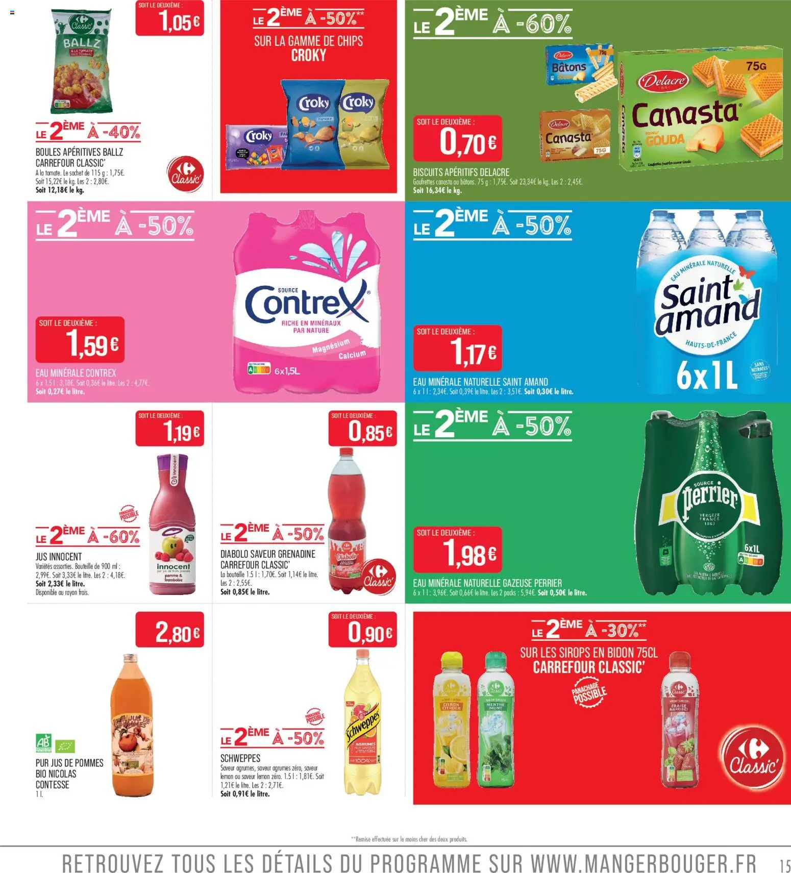 {H1} | Page: 15 | Produits: Eau minérale, Citron, Jus, Chips