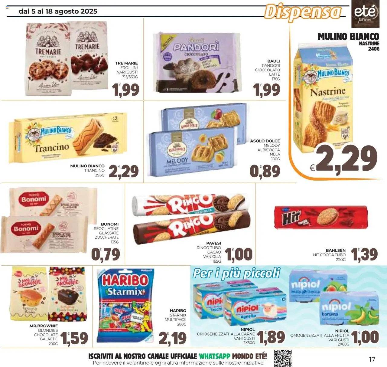 Volantino Eté del 05.08.2025 | Pagina: 17 | Prodotti: Cioccolato, Tubo, Cacao, Frollini