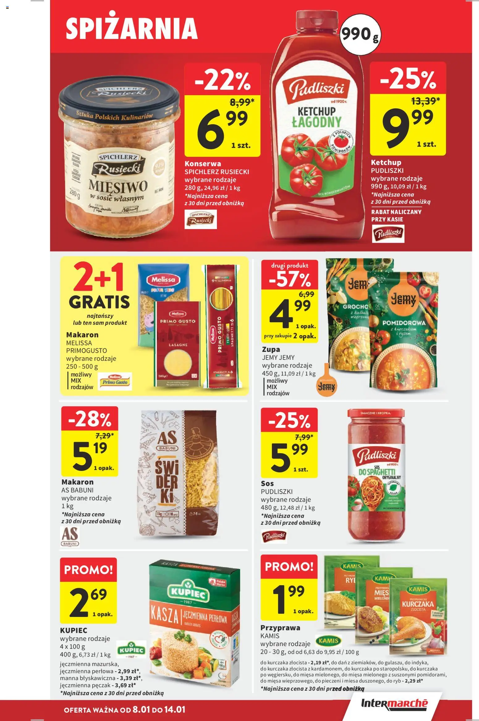 Intermarche Gazetka od 08.01.2026 | Strona: 25 | Produkty: Kasza, Kasza jęczmienna, Zupa, Makaron