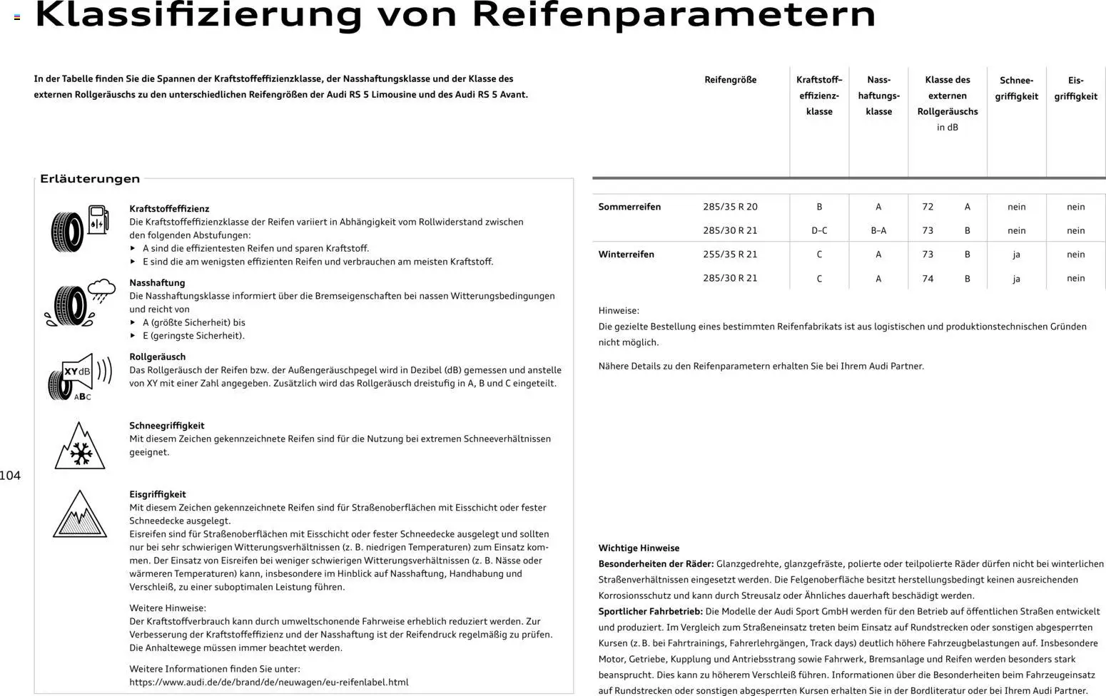 Audi RS 5 Limousine / RS 5 Avant – gültig ab 01.04.2026 | Seite: 104 | Produkte: Eis