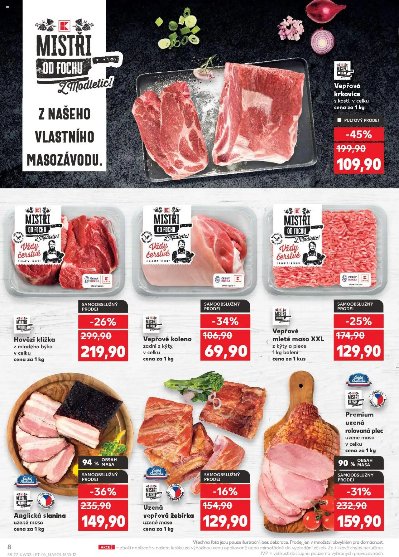 Kaufland leták - Praha 4 od 06.08.2025 | Strana: 8 | Produkty: Uzené maso, Hovězí kližka, Maso, Krkovice