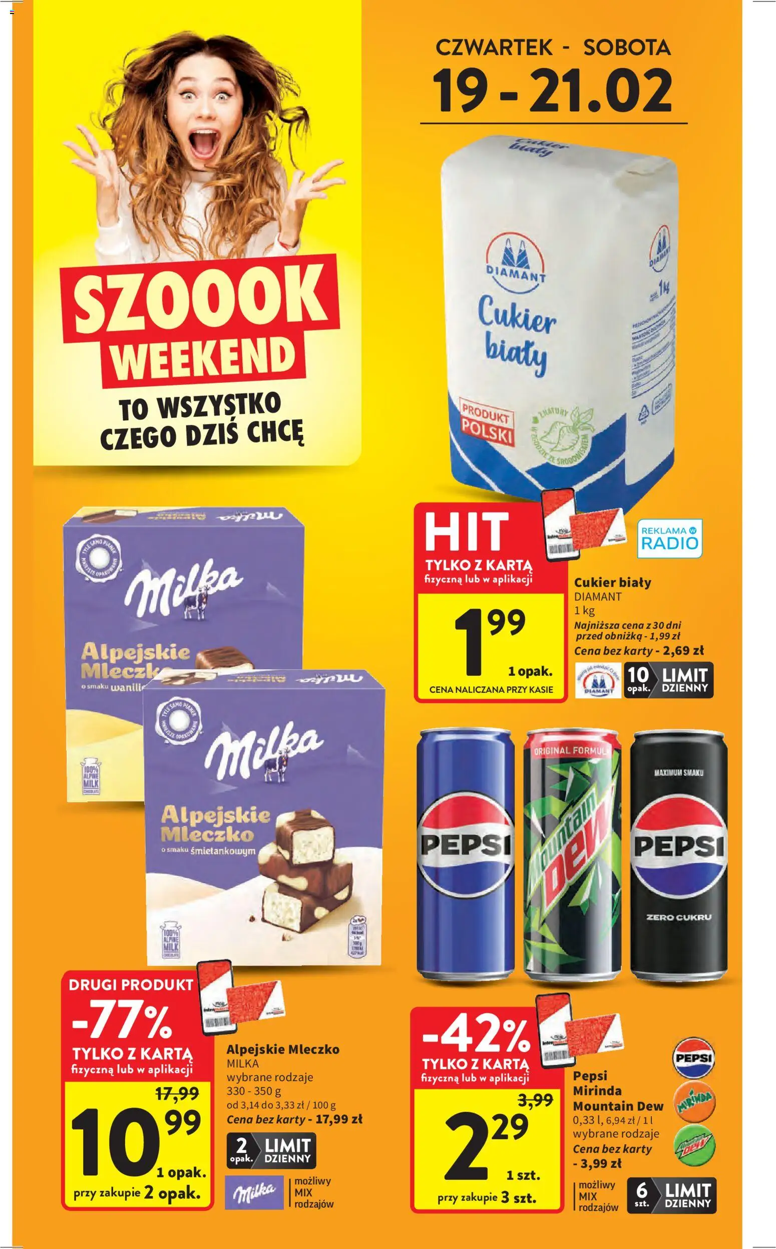 Intermarche Gazetka od 19.02.2026 | Strona: 4 | Produkty: Karta, Radio, Pepsi, Cukier biały
