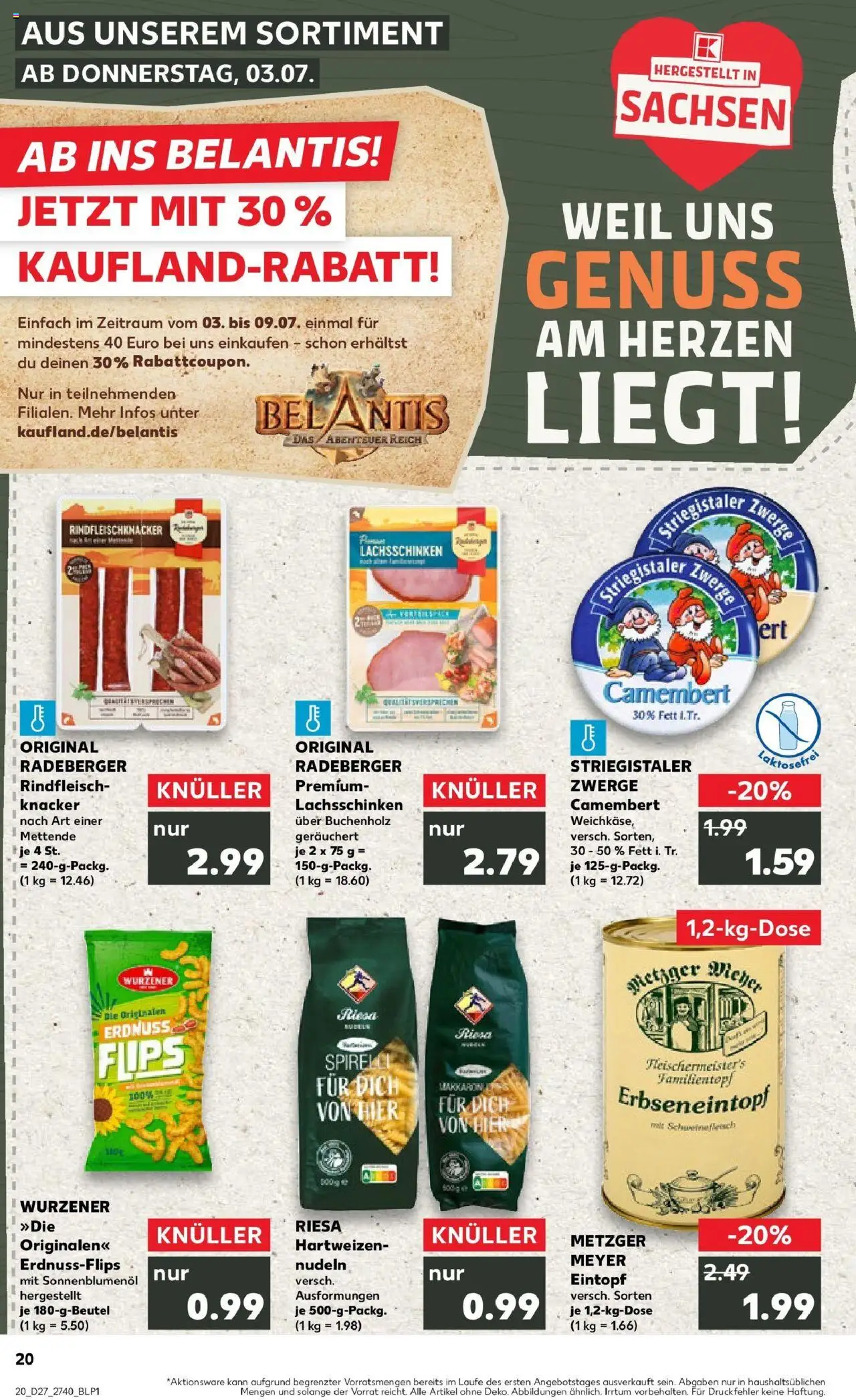 Kaufland prospekt Großröhrsdorf	 - gültig ab dem 03.07.2025 | Seite: 20 | Produkte: Sonnenblumenol, Schweinefleisch, Nudeln, Rindfleisch