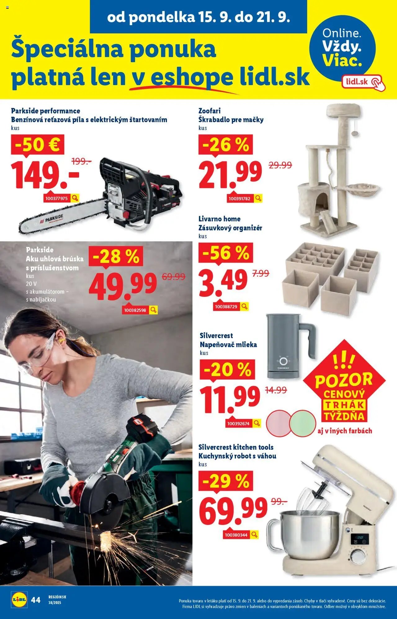 Nové Lidl akcie – leták je platný od 16.09.2025 | Strana: 68 | Produkty: Organizér, Reťazová píla, Píla, Kuchynský robot