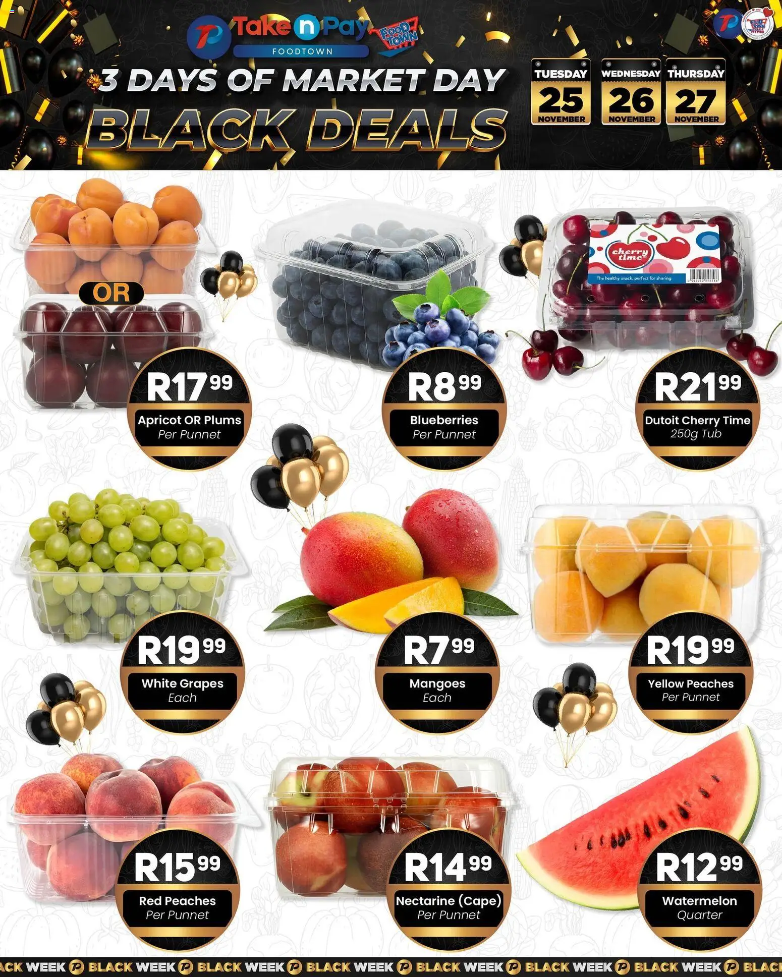New Take n Pay catalogue – valid from 25.11.2025 | Page: 1 | Products: Blueberries, Grapes