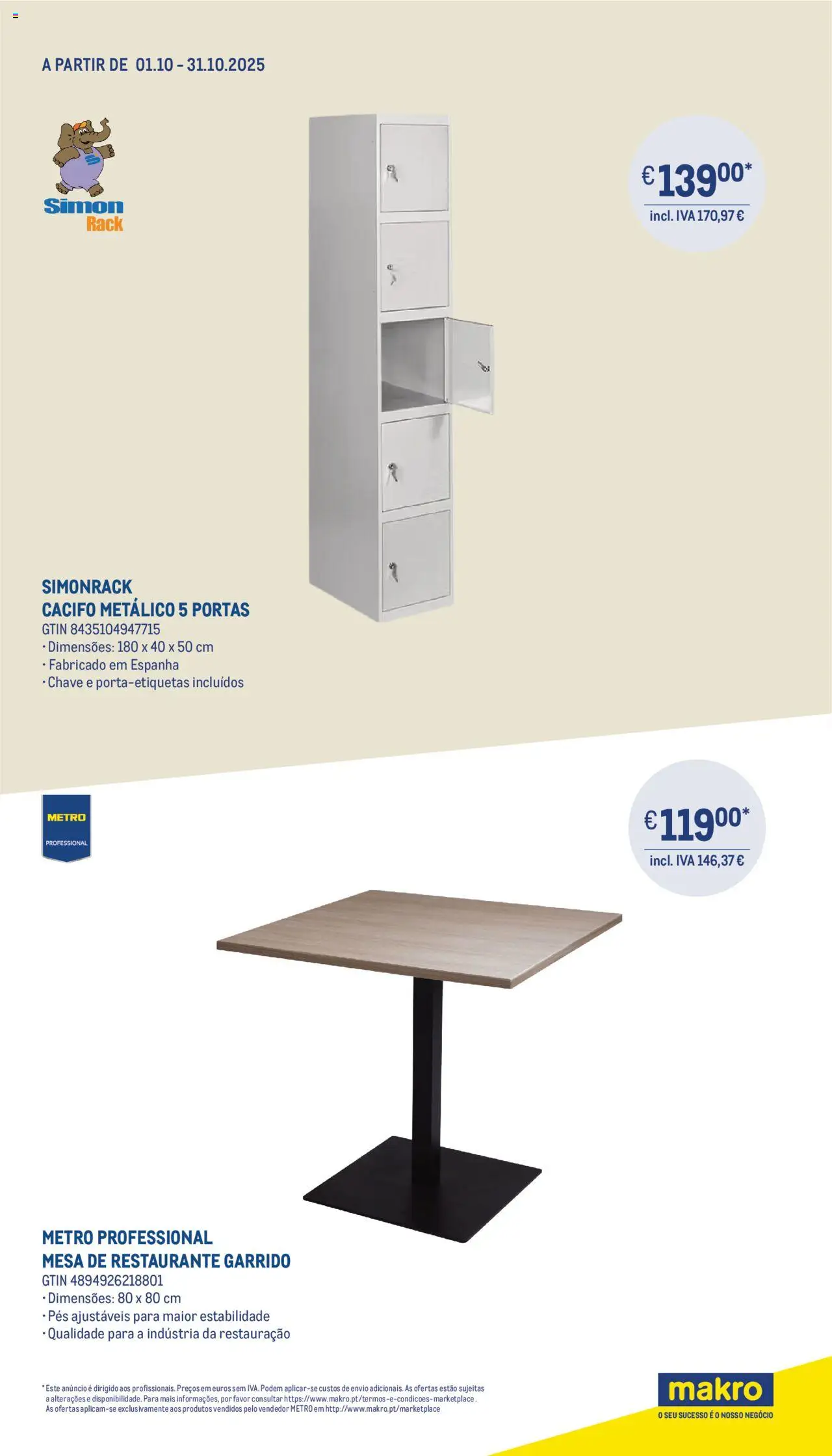 Makro - Equipamento para restauração & catering  │ válido de 01.10.2025 | Página: 4 | Produtos: Portas, Mesa