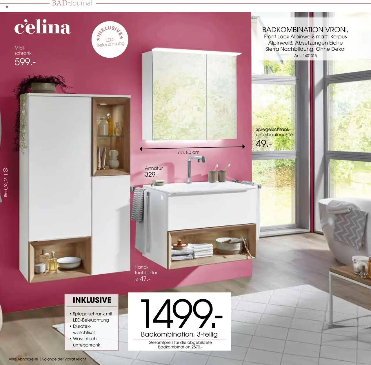 Zurbrüggen - Bad Spezial – gültig ab 11.06.2025 | Seite: 8 | Produkte: Armatur, Waschtisch, Spiegelschrank, Unterschrank