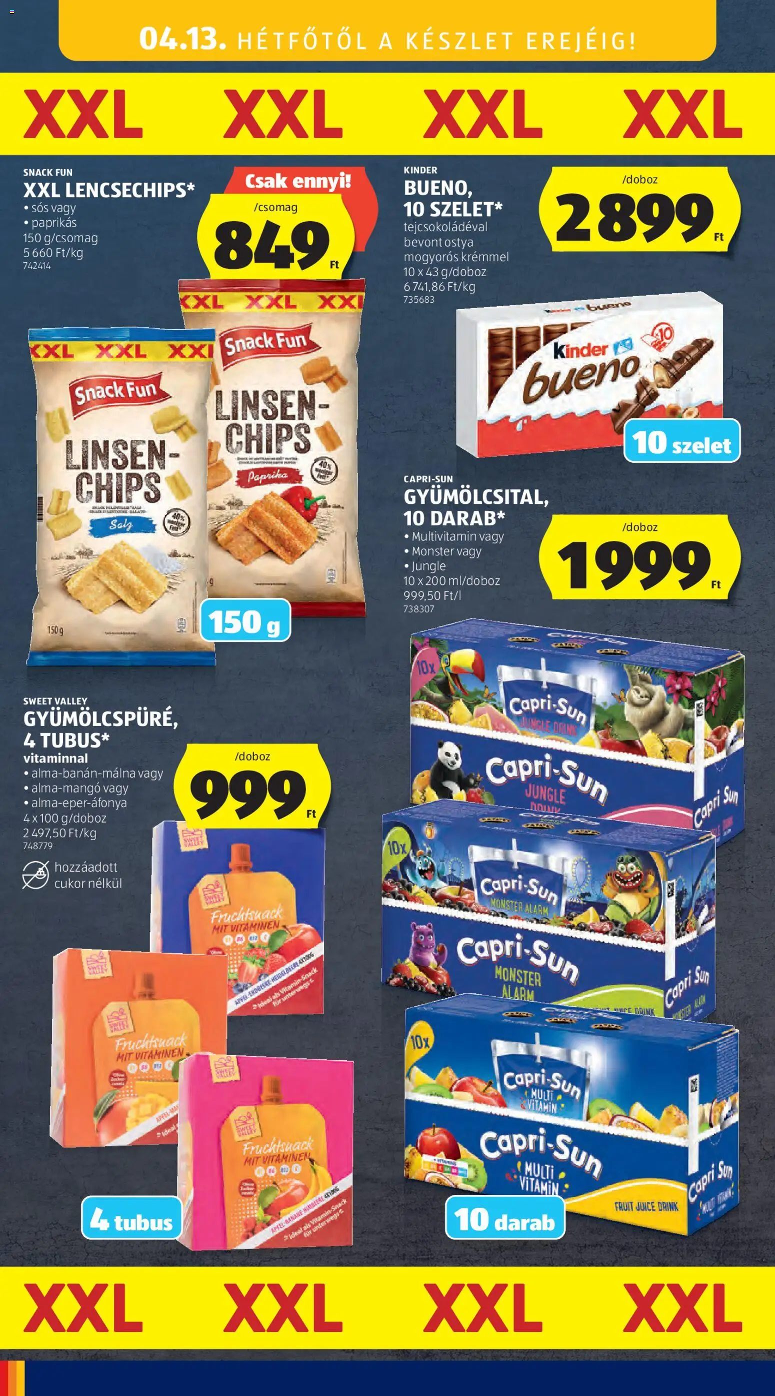 Aldi akciós ujság - amely érvényes a következő dátumtól: 09.04.2026 | Oldal: 42 | Termékek: Capri Sun, Chips, Multivitamin, Cukor