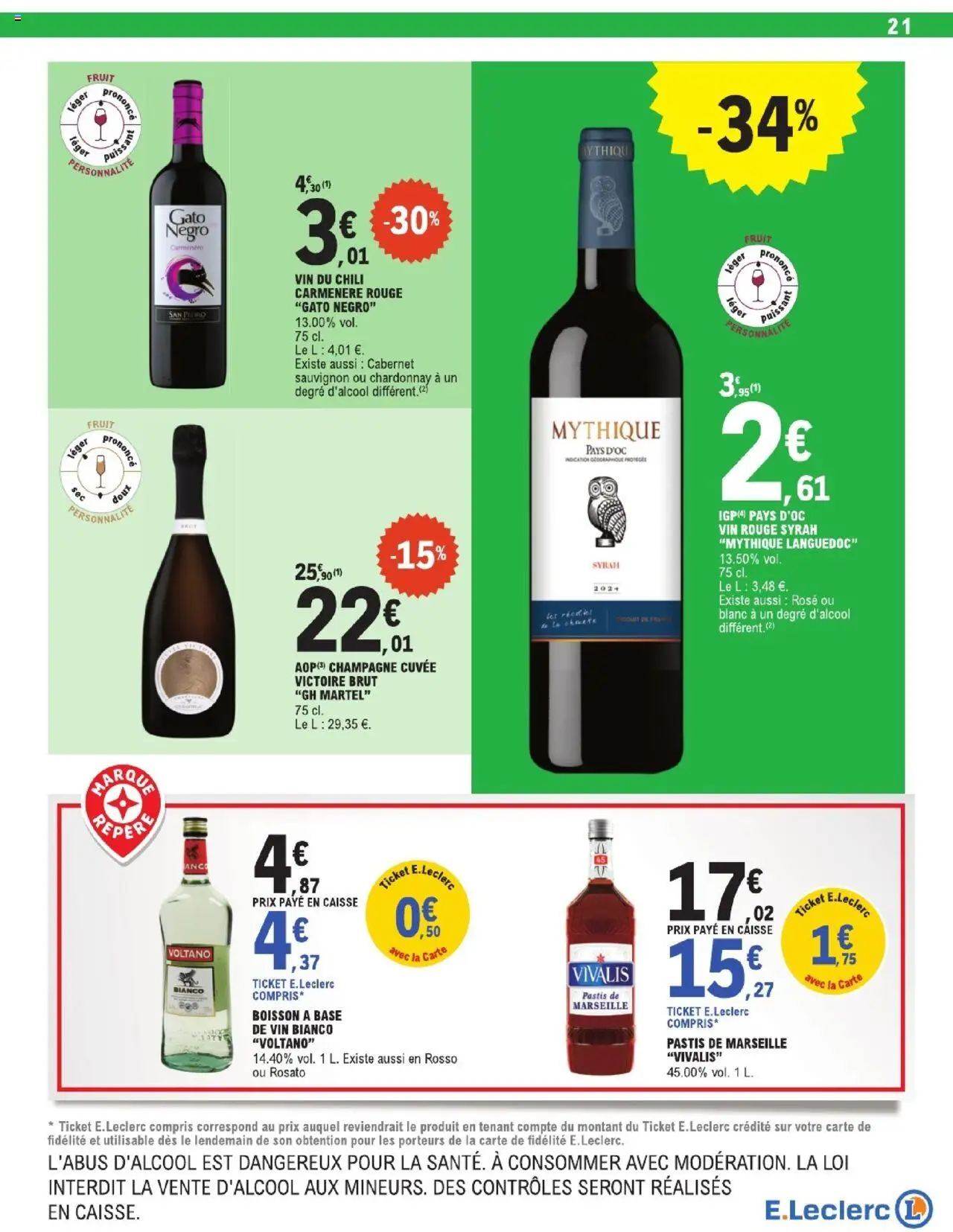  | Page: 21 | Produits: Pastis, Base, Champagne, Vin