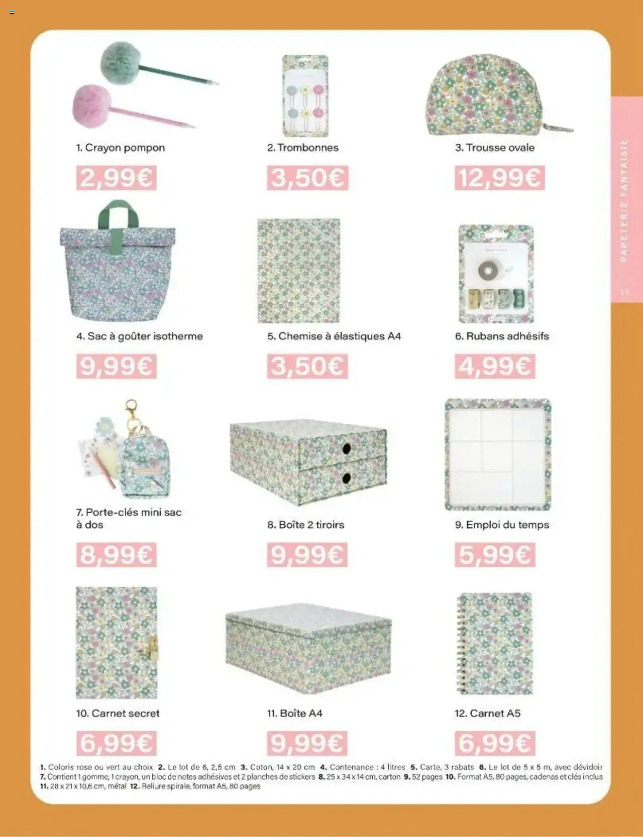  | Page: 11 | Produits: Sac, Crayon, Élastiques, Sac à dos