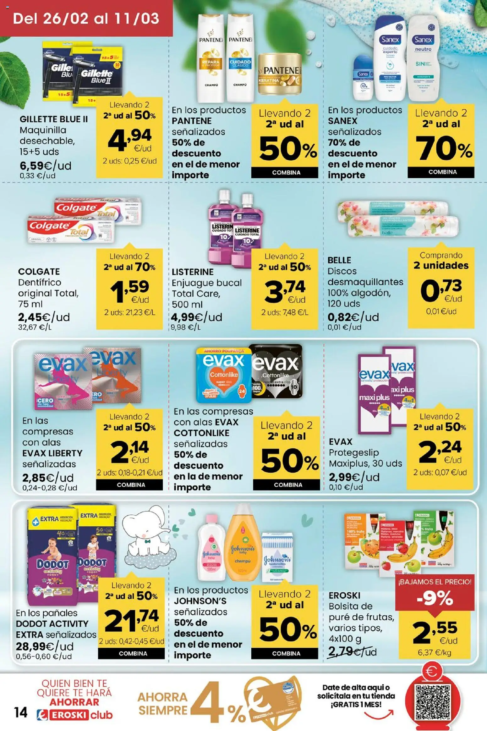 Eroski folleto │ válido desde el 26.02.2026 | Página: 14 | Productos: Champú, Enjuague bucal, Té, Γλυφιτζούρι
