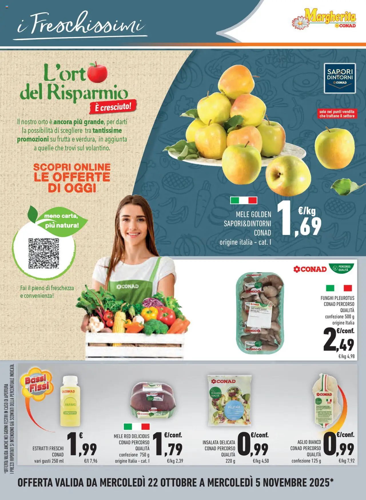 Volantino Conad del 22.10.2025 | Pagina: 22 | Prodotti: Mele, Frutta, Ananas, Funghi