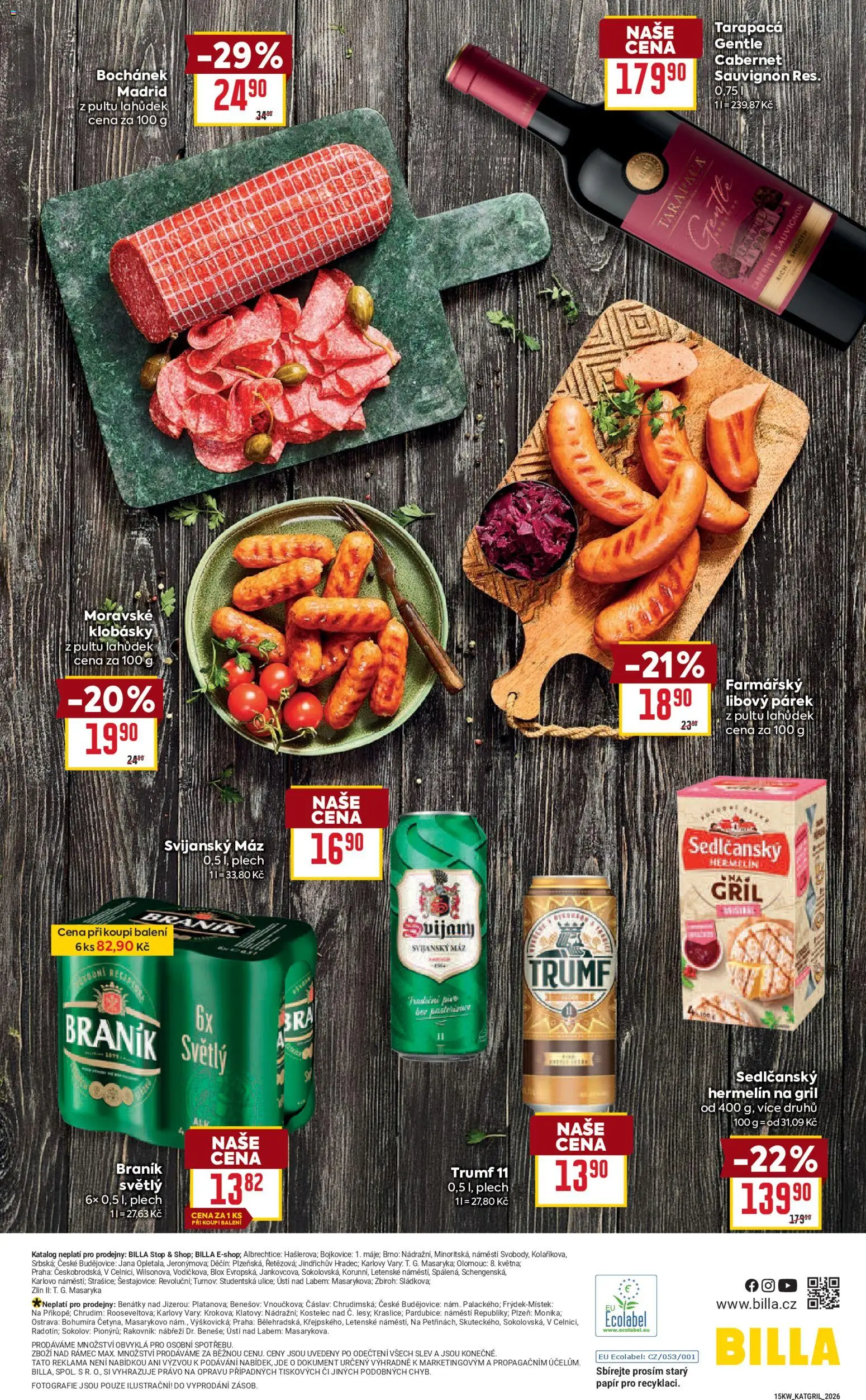 Billa leták - Grilování  od 07.04.2026 | Strana: 32 | Produkty: Hermelín, Plech, Svijanský Máz, Klobásky