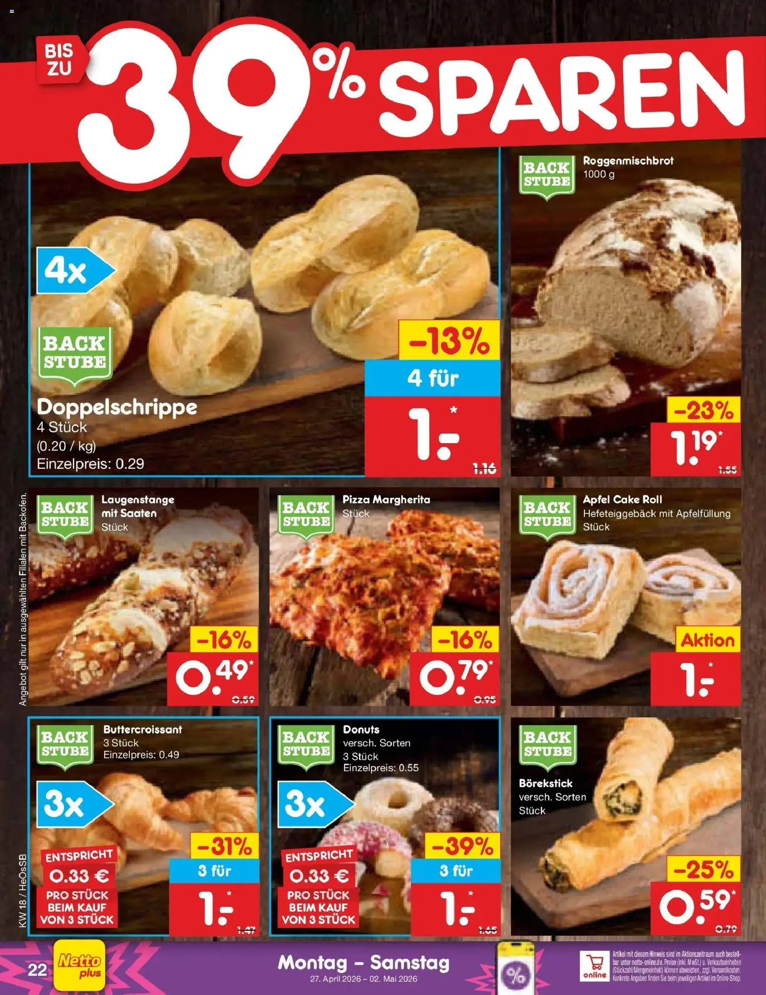 Netto Marken-Discount Prospekt Kröpelin	 – gültig ab 27.04.2026 | Seite: 30 | Produkte: Äpfel, Donuts, Pizza