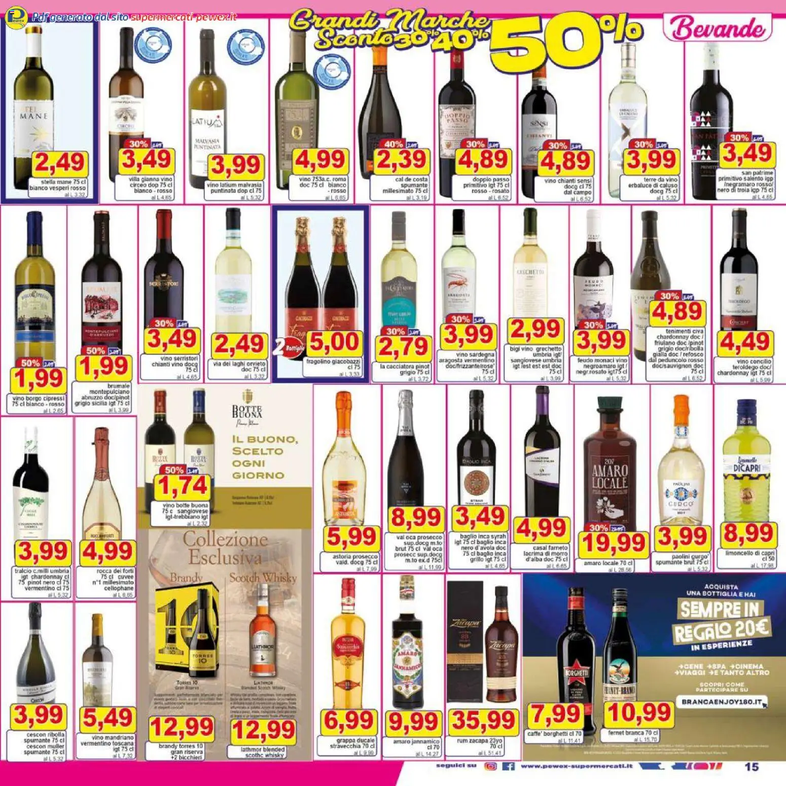 Volantino Pewex del 07.11.2025 | Pagina: 15 | Prodotti: Prosecco, Whisky, Vino, Spumante