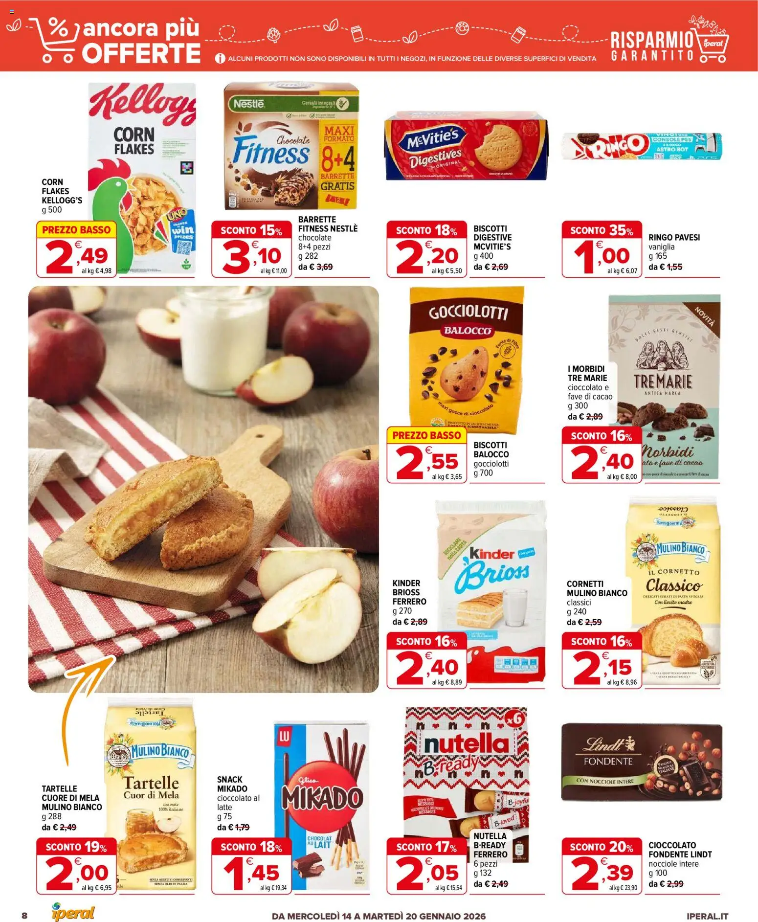 Volantino Iperal del 14.01.2026 | Pagina: 8 | Prodotti: Mele, Latte, Nocciole, Nutella