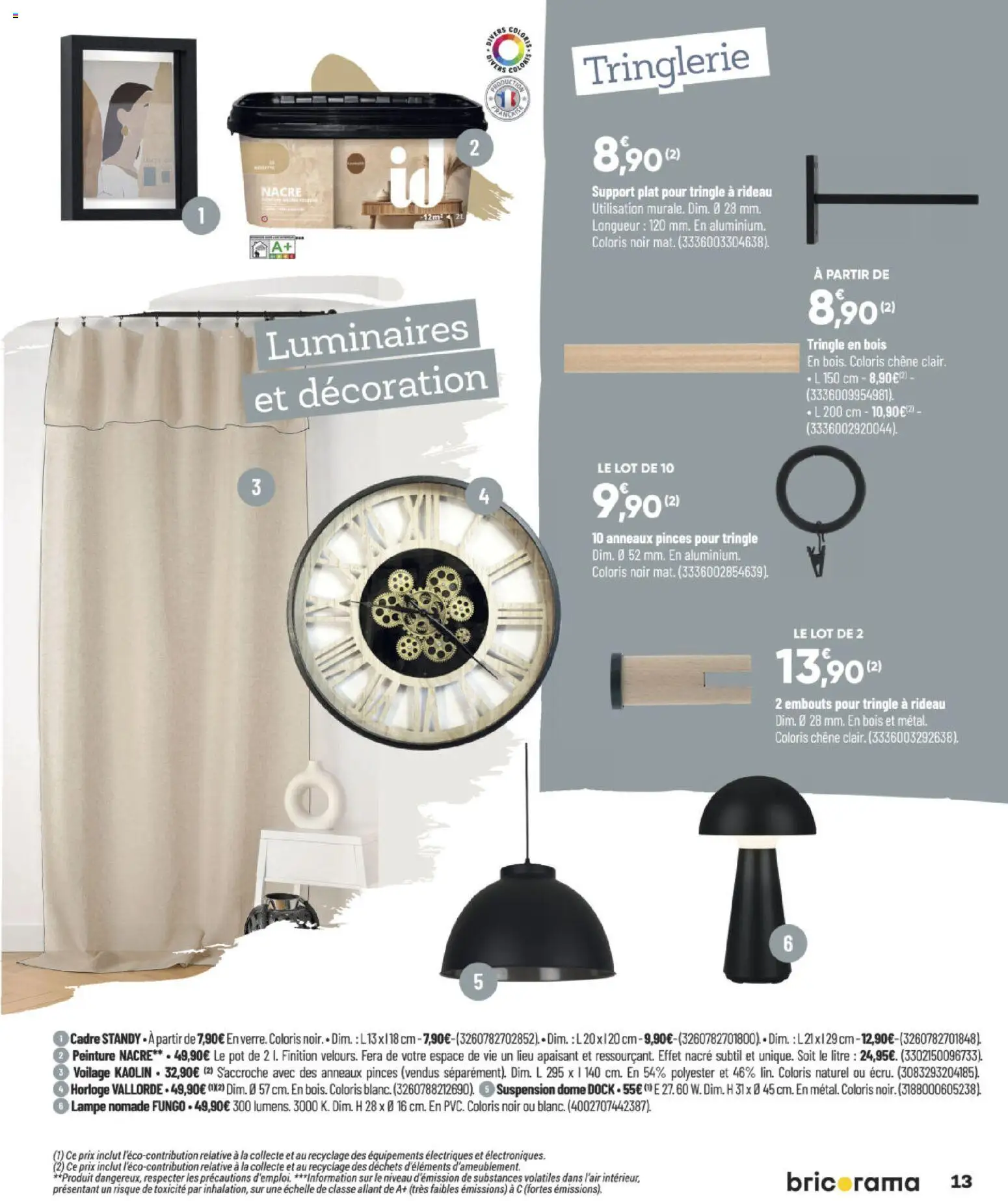 {H1} | Page: 13 | Produits: Pinces, Tringle à rideau, Lampe, Rideau