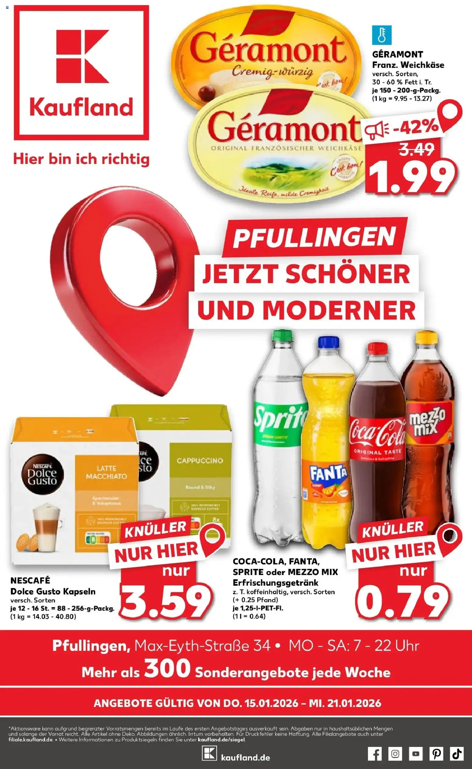 Kaufland prospekt Pfullingen	 – gültig ab 15.01.2026 | Seite: 1 | Produkte: Geramont, Sprite, Cola, Oder mezzo mix