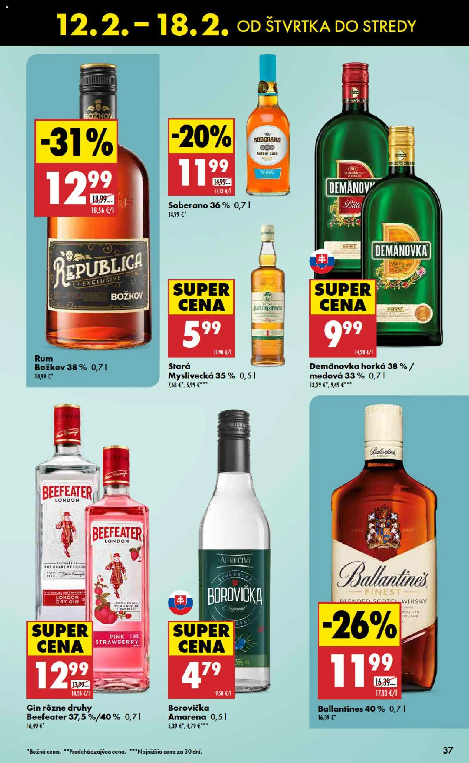 Nové Biedronka akcie – leták je platný od 12.02.2026 | Strana: 37 | Produkty: Božkov, Republica, Whisky, Ballantines