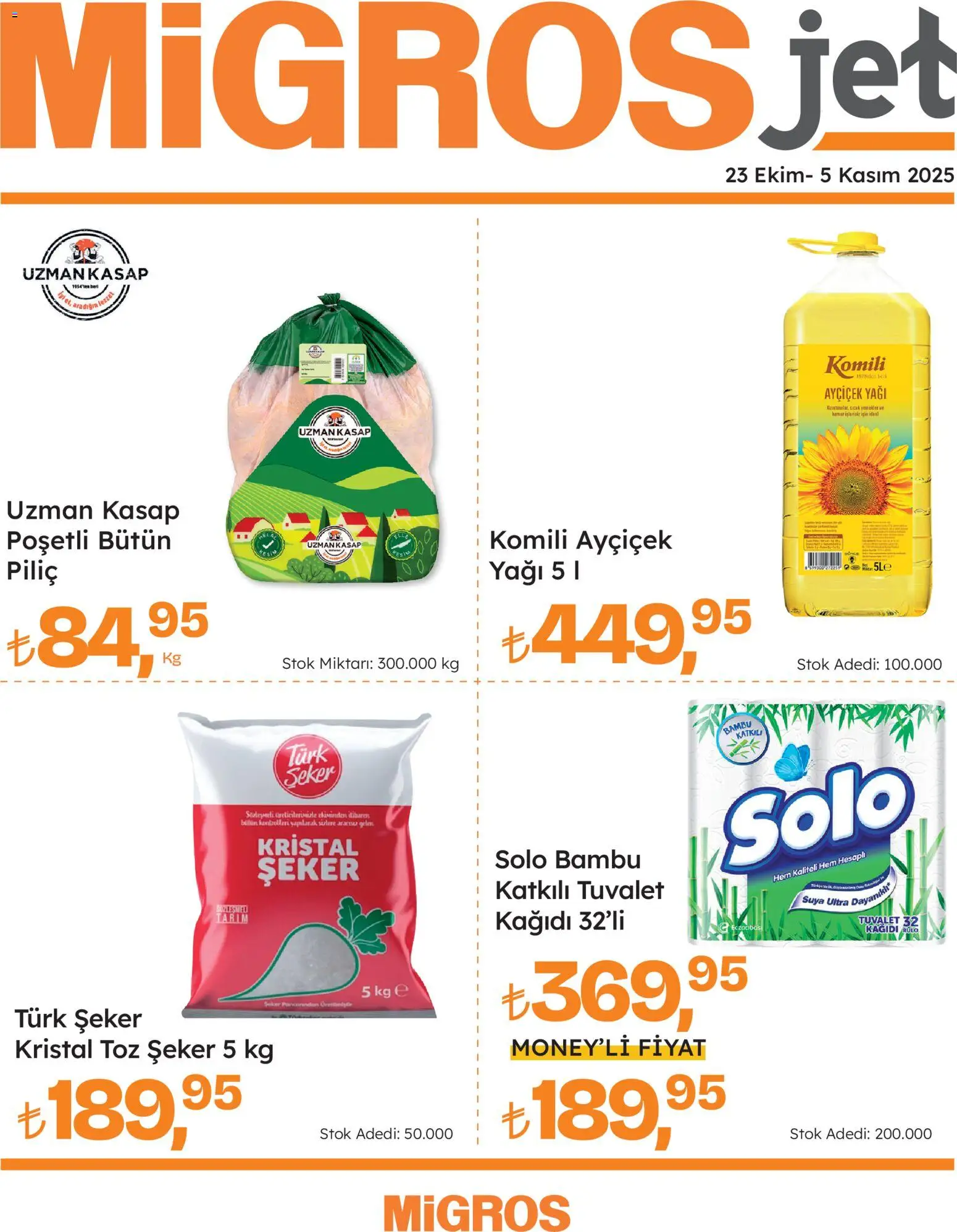 Migros Katalog - Migros Jet Dijital - 23.10.2025 tarihinden itibaren geçerlidir | Sayfa: 1 | Ürünler: Tuvalet, Şeker, Piliç, Toz şeker