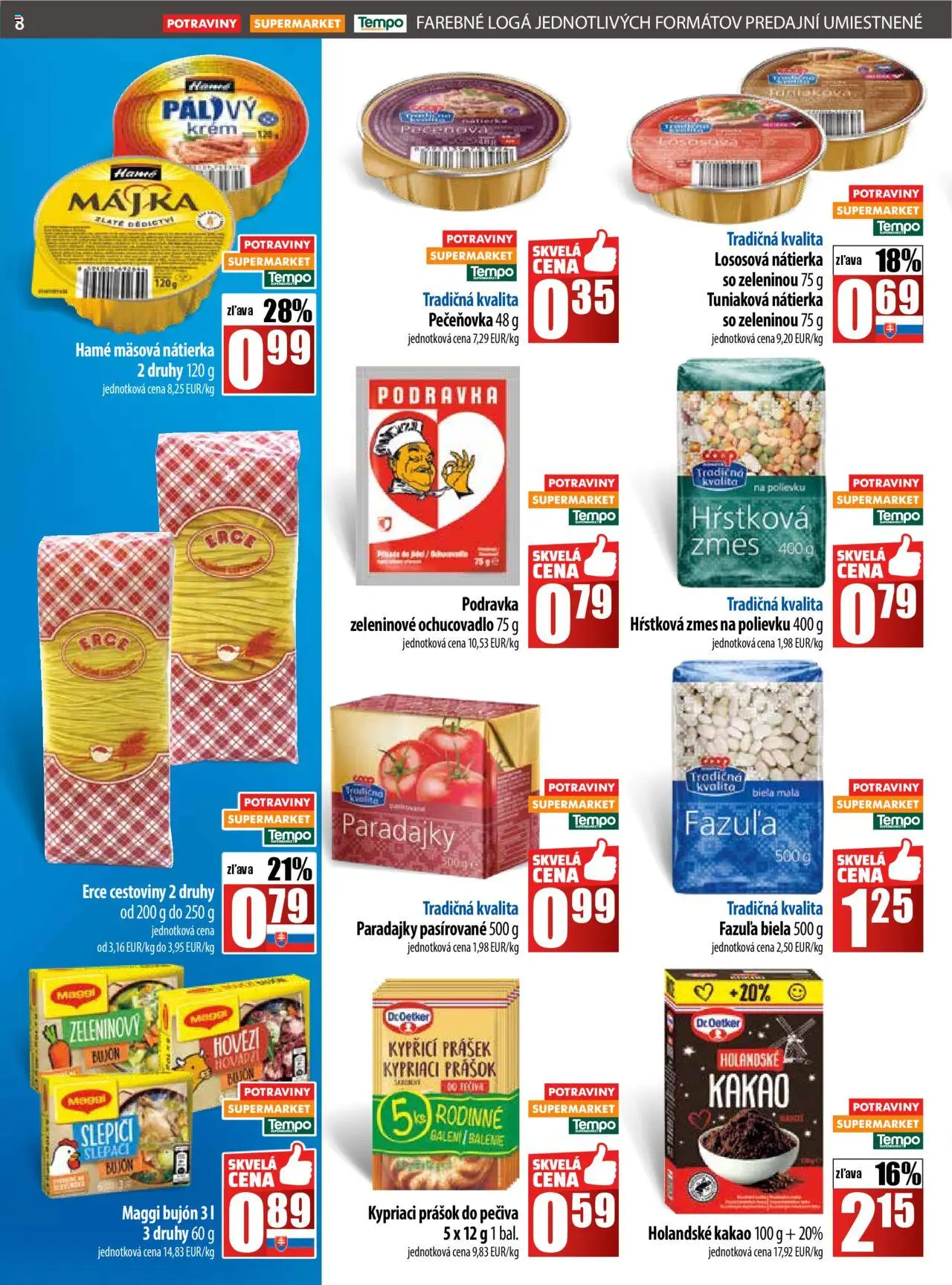 Nové COOP Jednota akcie – leták je platný od 18.09.2025 | Strana: 8 | Produkty: Bujón, Cestoviny, Prášok do pečiva, Fazuľa