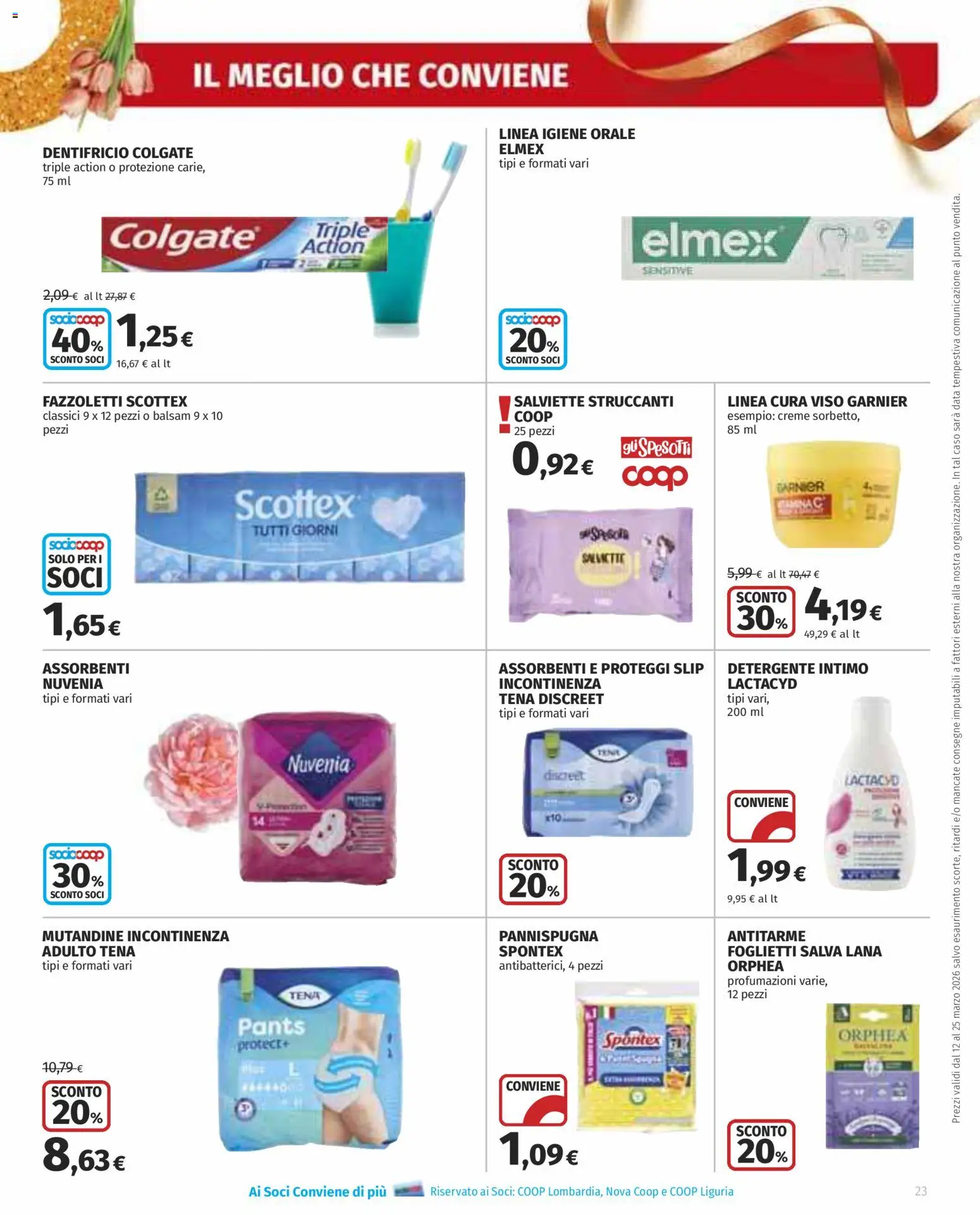 Volantino COOP del 12.03.2026 | Pagina: 23 | Prodotti: Proteggi slip, Fazzoletti, Mutandine, Data